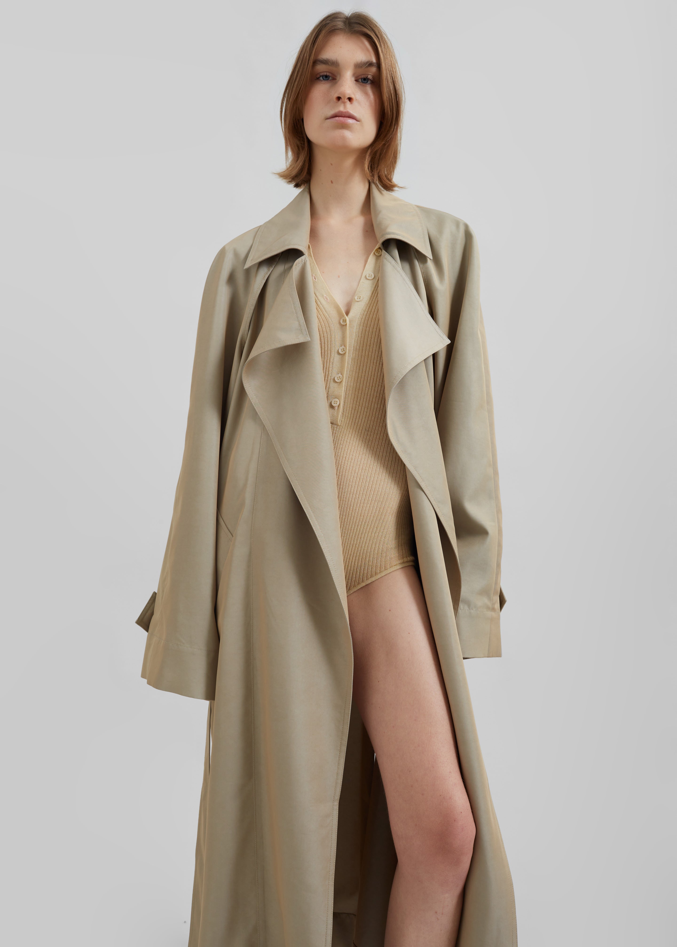 Astoria Cut-Out Raglan Sleeve Trench Coat - Beige - 6