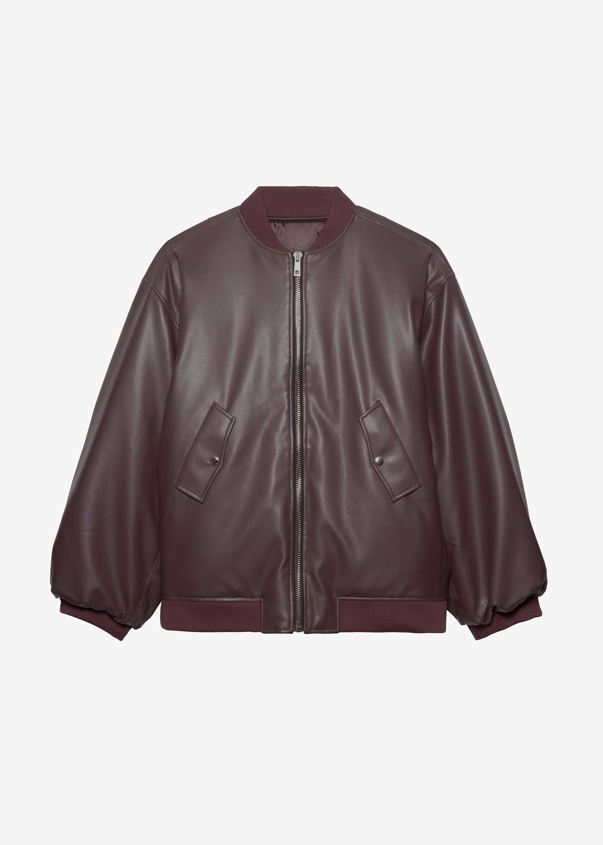 Astra Faux Leather Bomber Jacket - Burgundy - 9