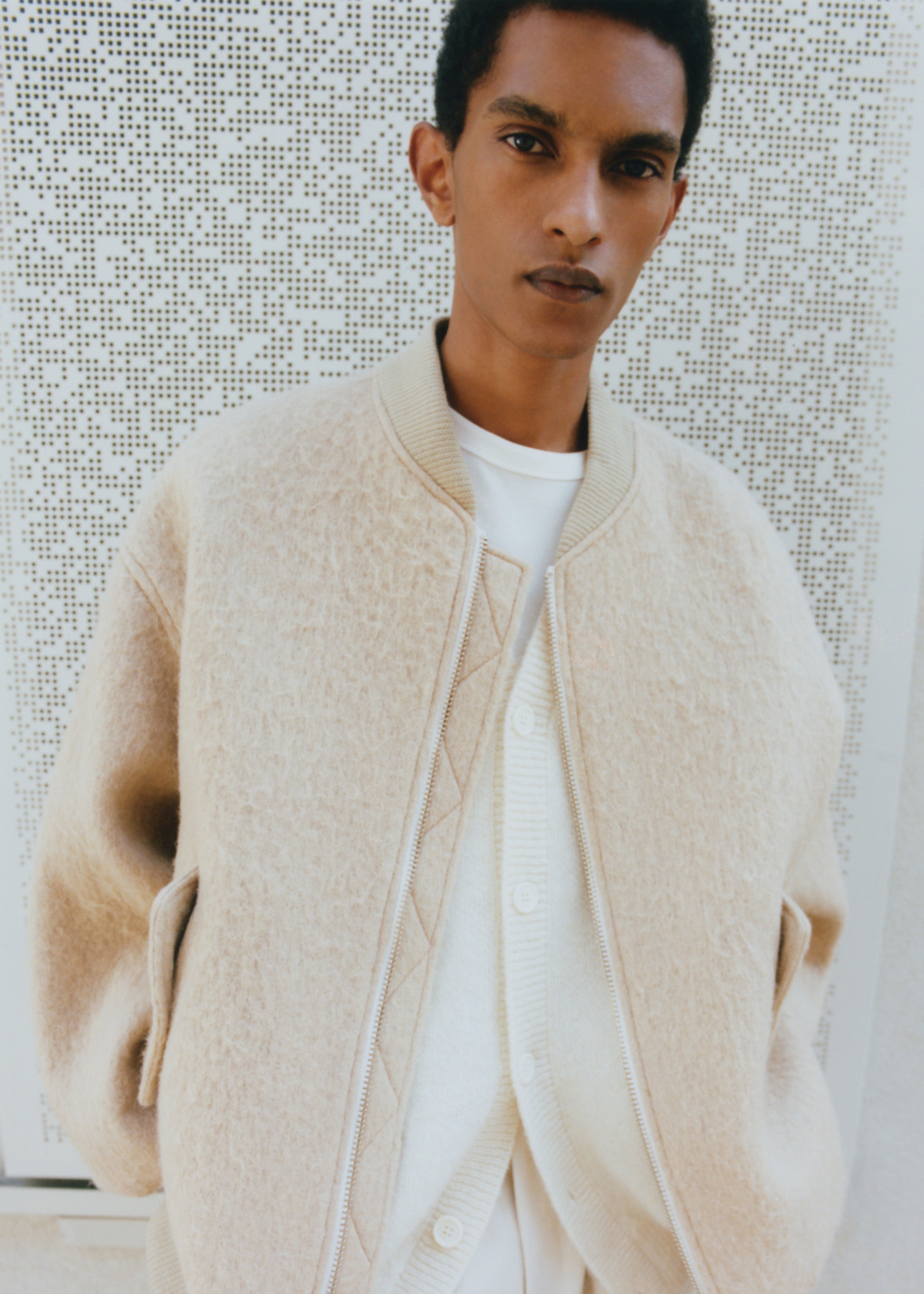 Astra Wool Bomber Jacket - Pale Yellow - 6