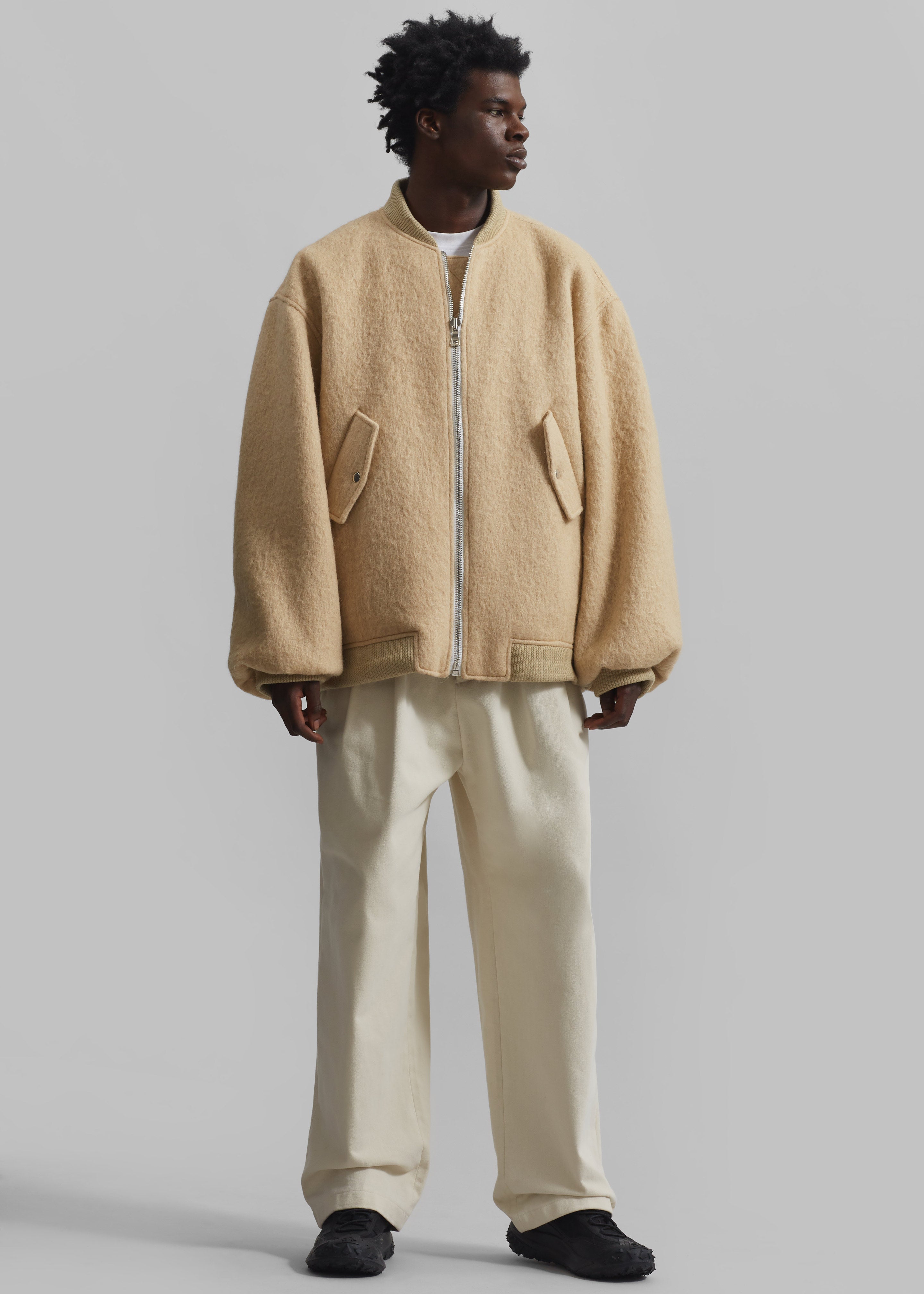 Astra Wool Bomber Jacket - Pale Yellow - 4