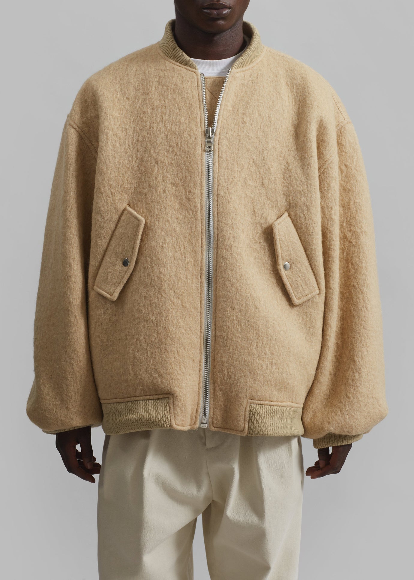 Astra Wool Bomber Jacket - Pale Yellow - 1