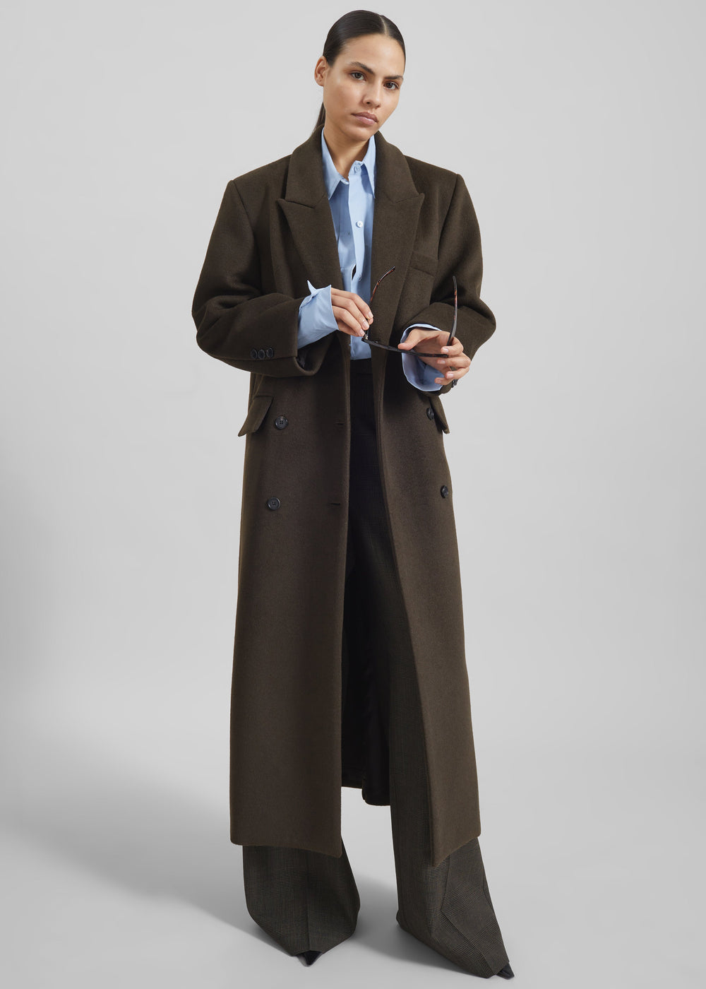 Atlin Wool Double-Breasted Coat - Brown