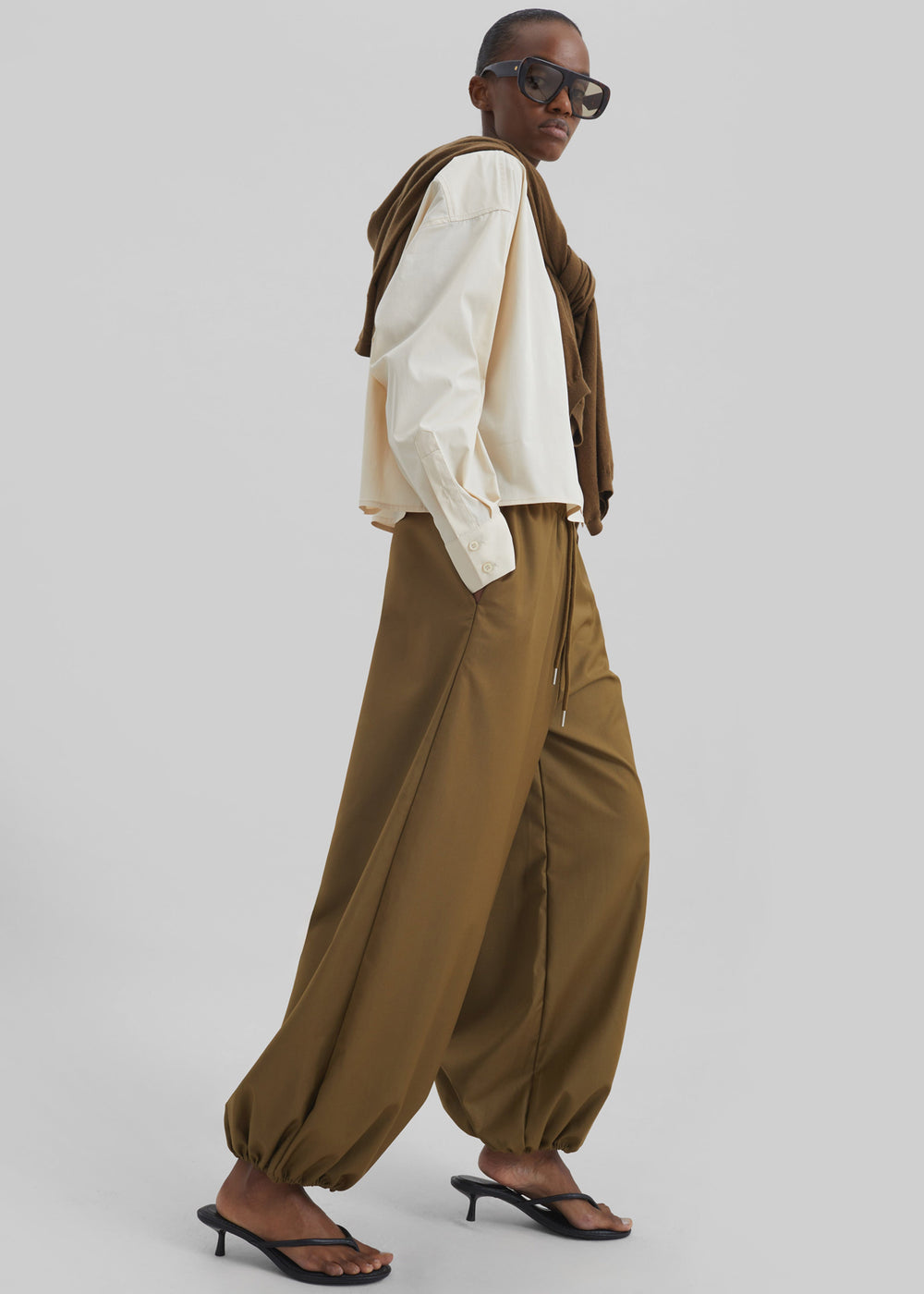 Aubray Balloon Pants - Olive Brown - 1