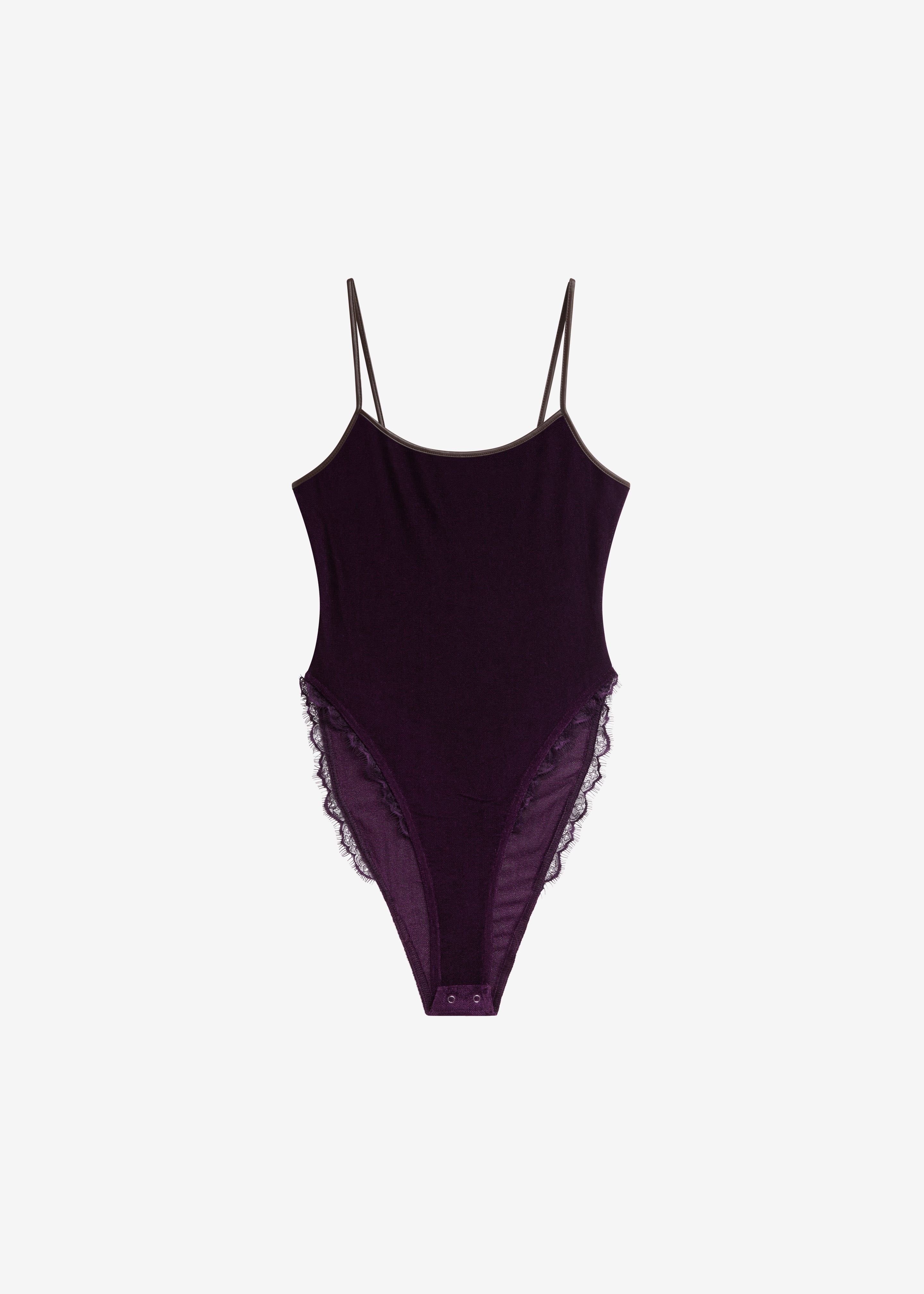 Aura Lace Trim Bodysuit - Dark Plum – The Frankie Shop Europe