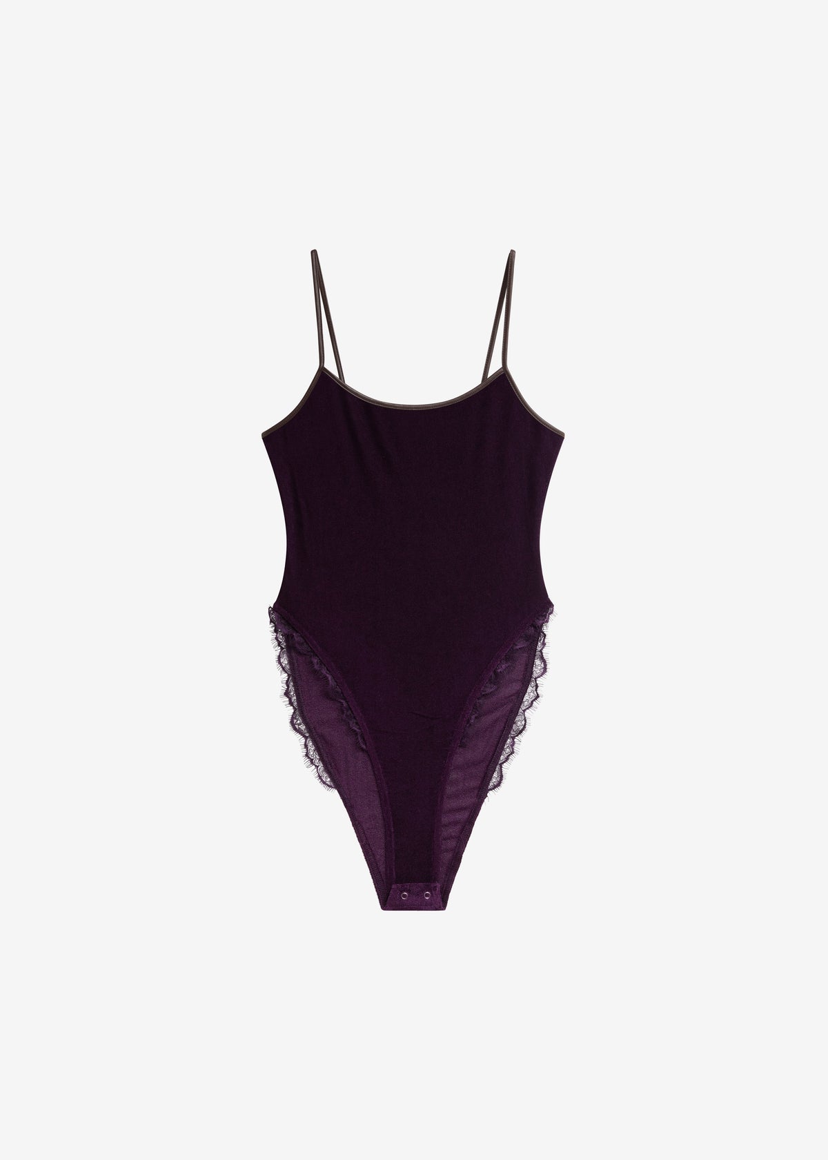 Aura Lace Trim Bodysuit - Dark Plum
