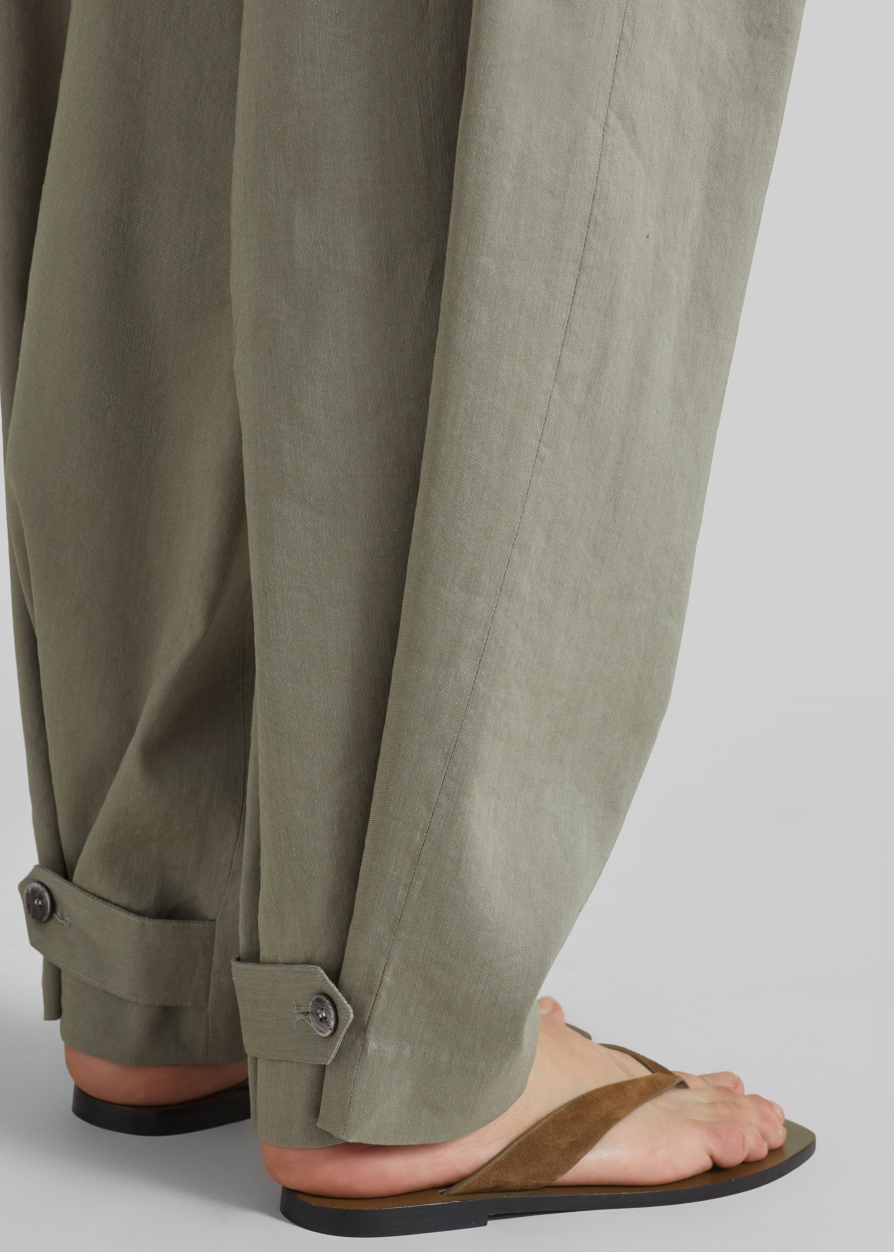 Auray Pleated Trousers - Olive - 5