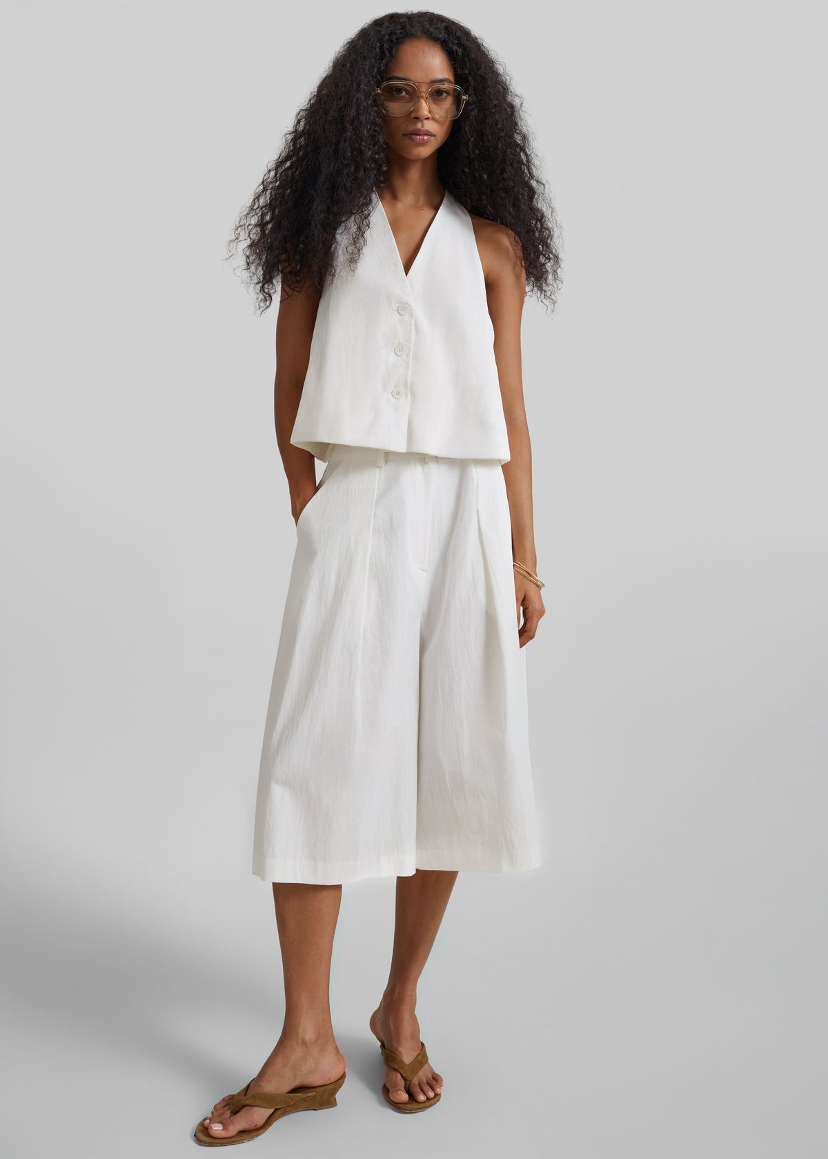 Aurea Wide Bermuda Shorts - Ivory - 6