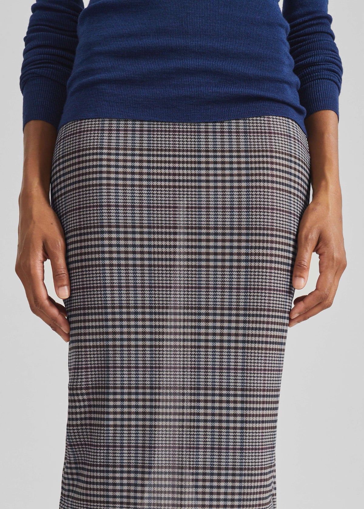 Aurora Sheer Mesh Skirt - Beige Glen Plaid - 5