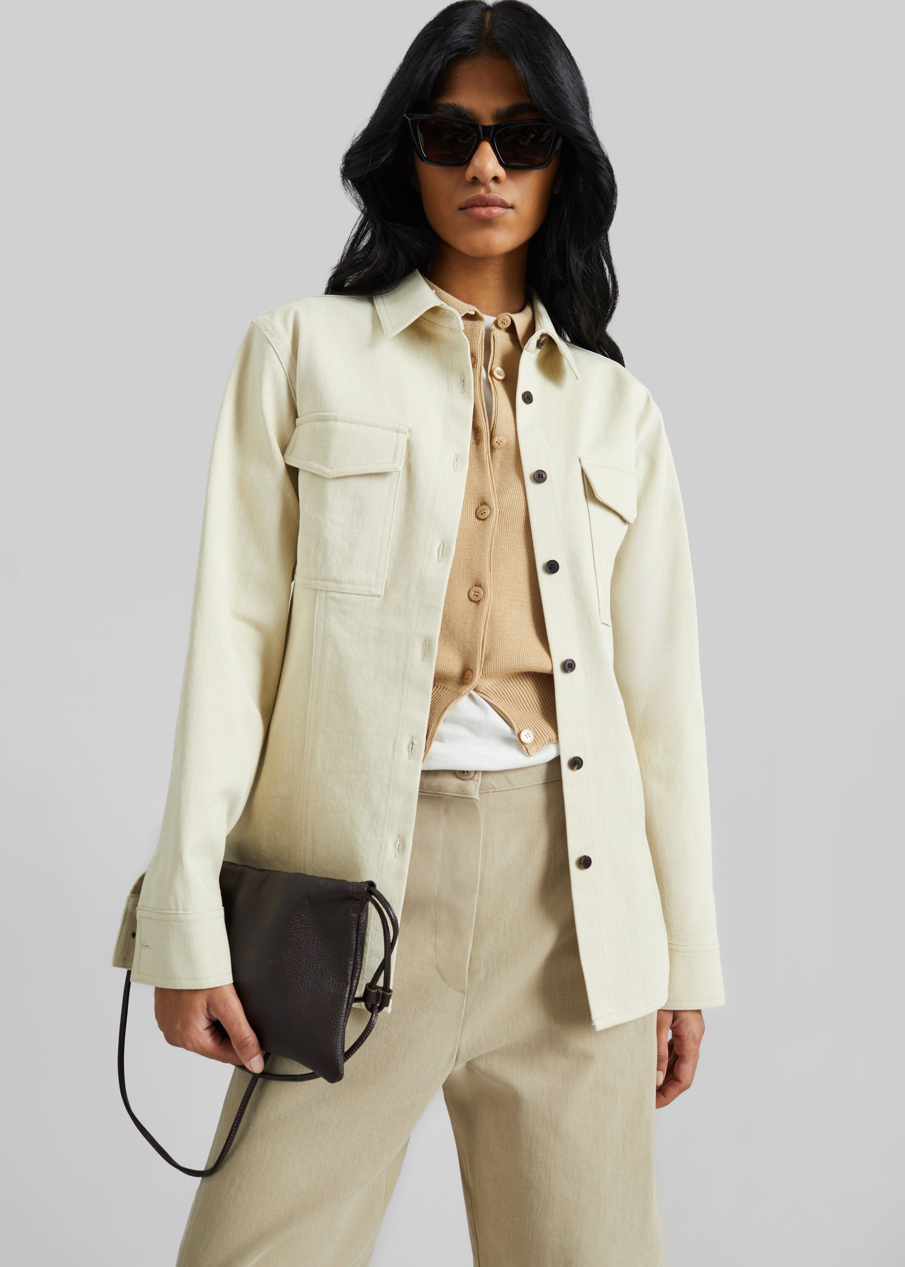 Aversa Tailored Overshirt - Light Beige - 1