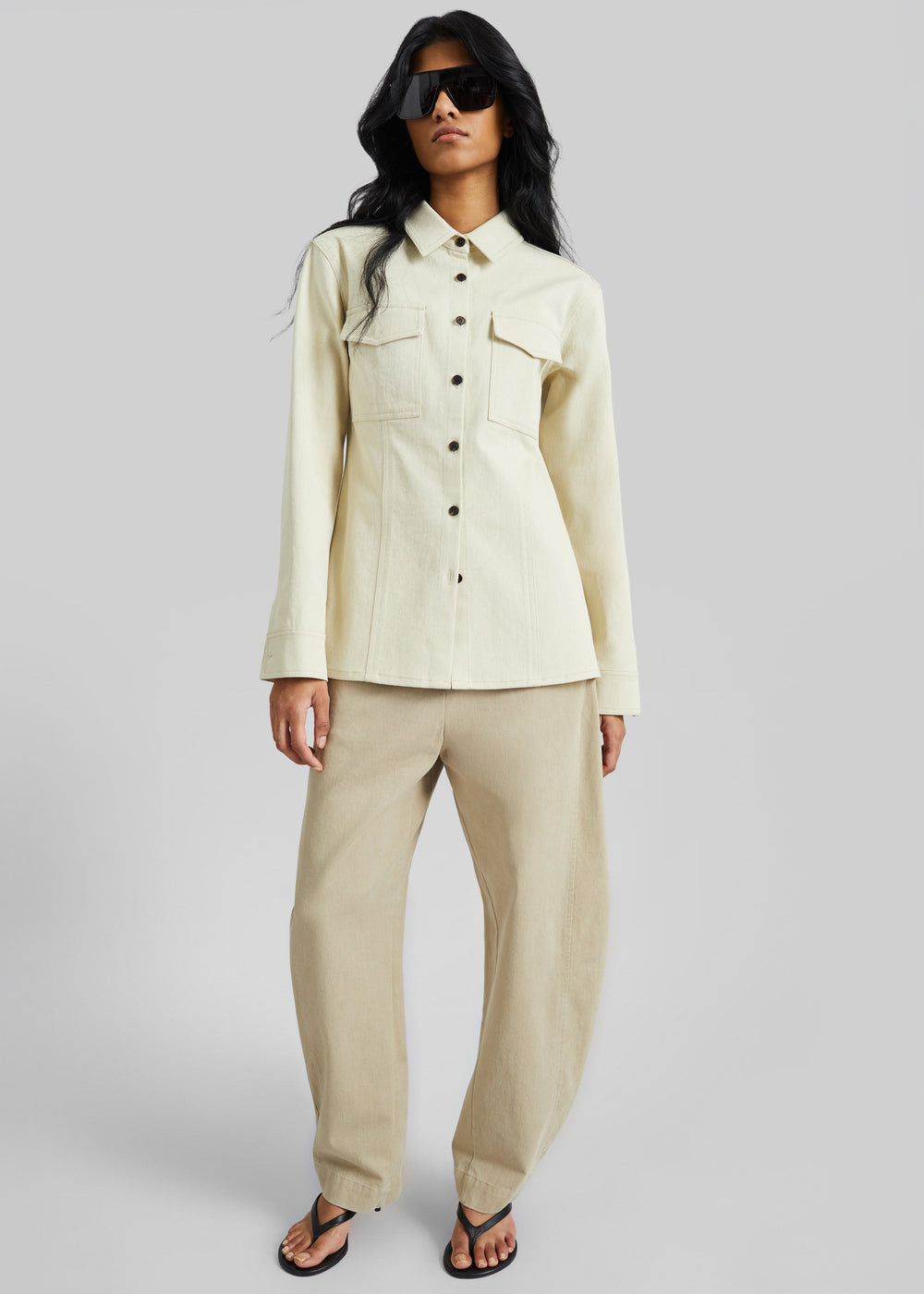 Aversa Tailored Overshirt - Light Beige - 1