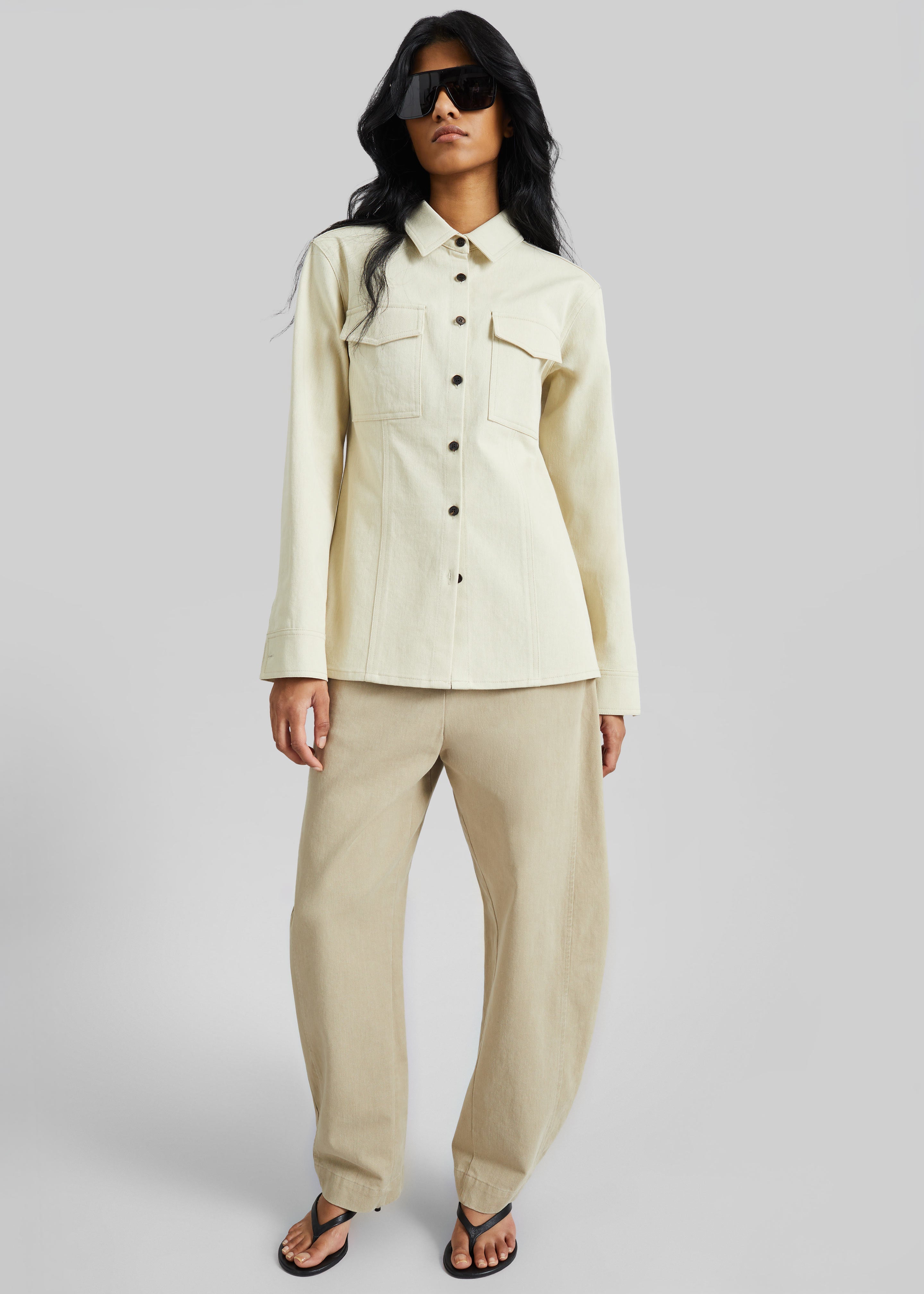 Aversa Tailored Overshirt - Light Beige - 2