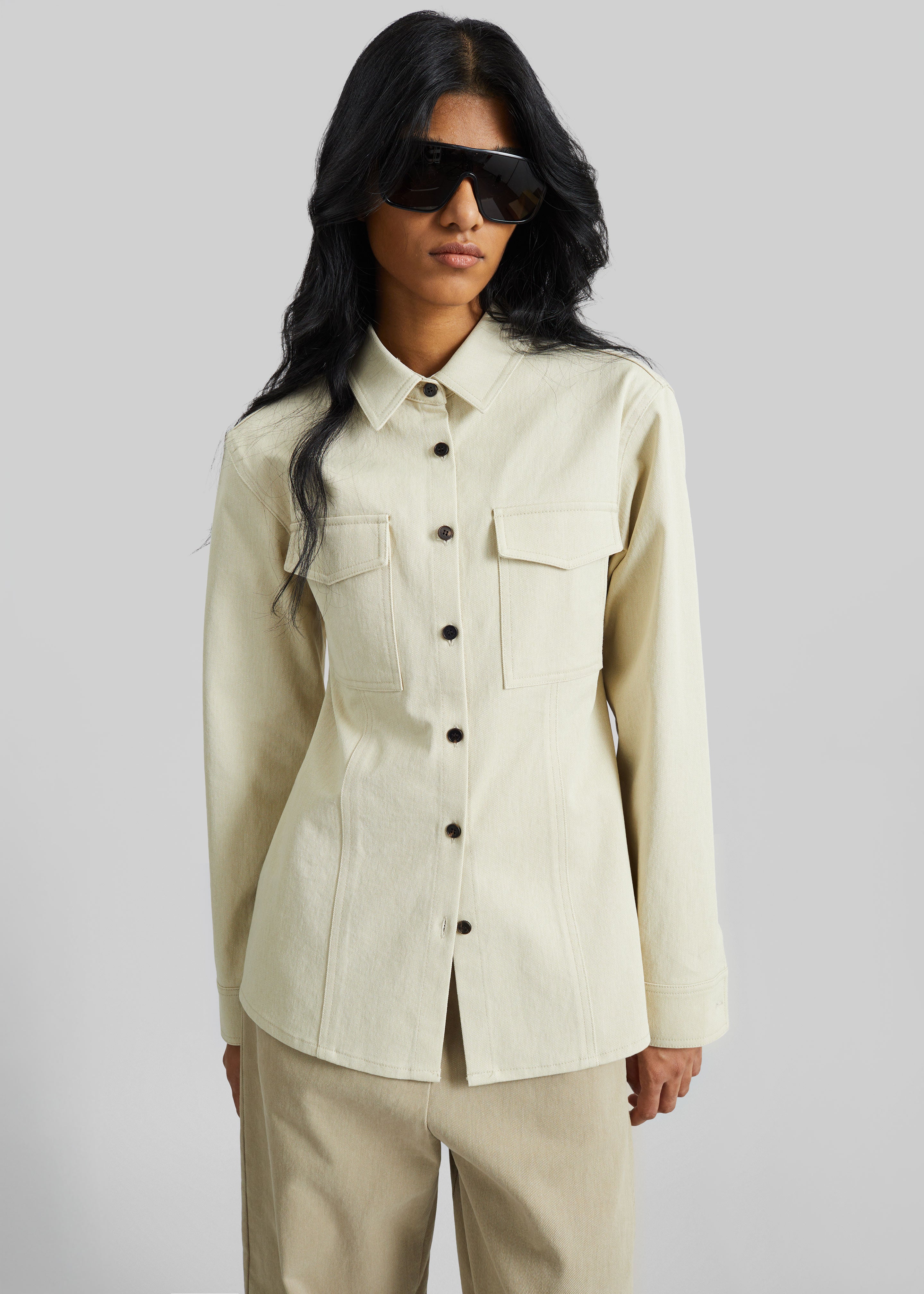 Aversa Tailored Overshirt - Light Beige - 4