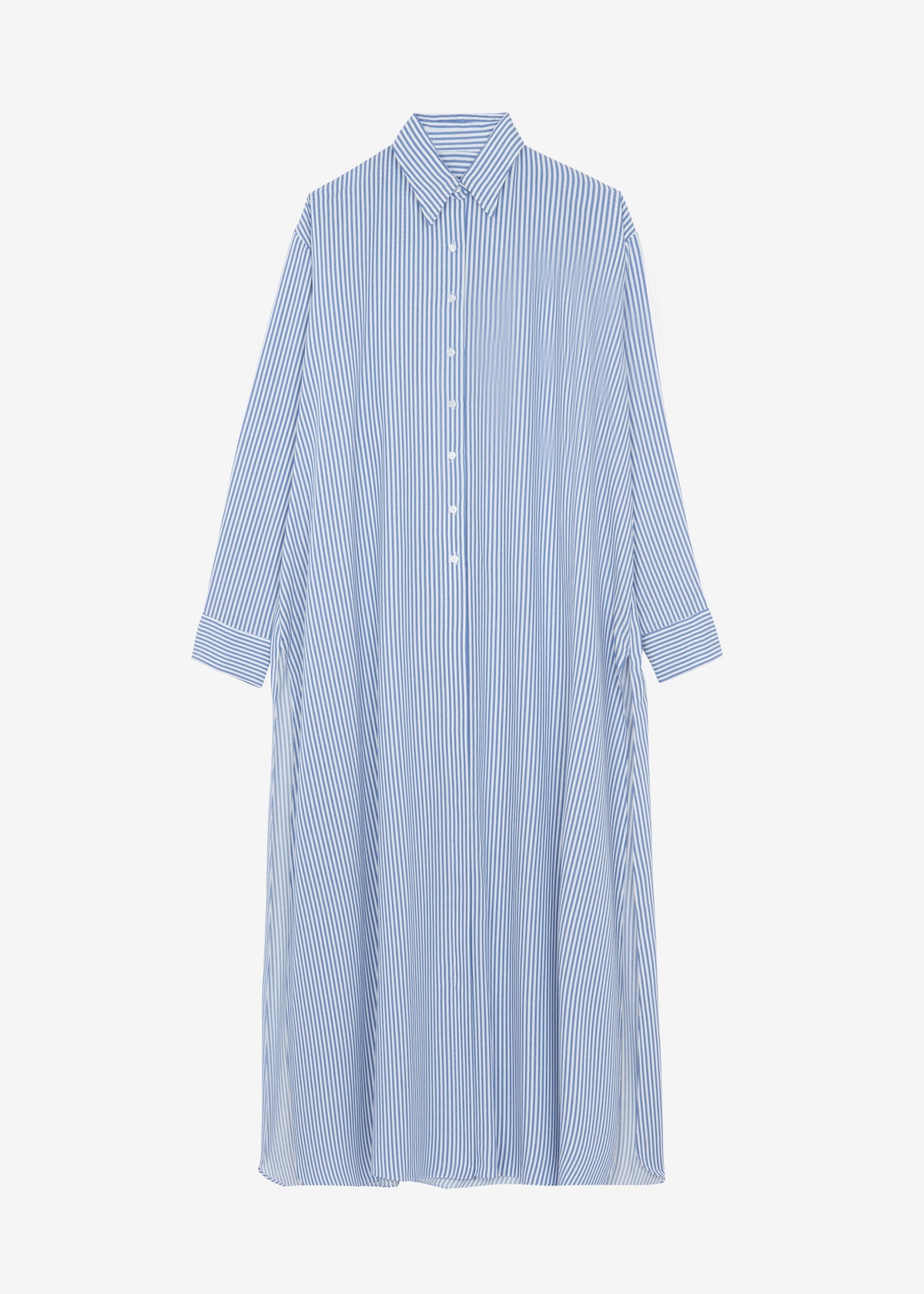 Avery Fluid Shirt Dress - White/Blue Stripe - 7