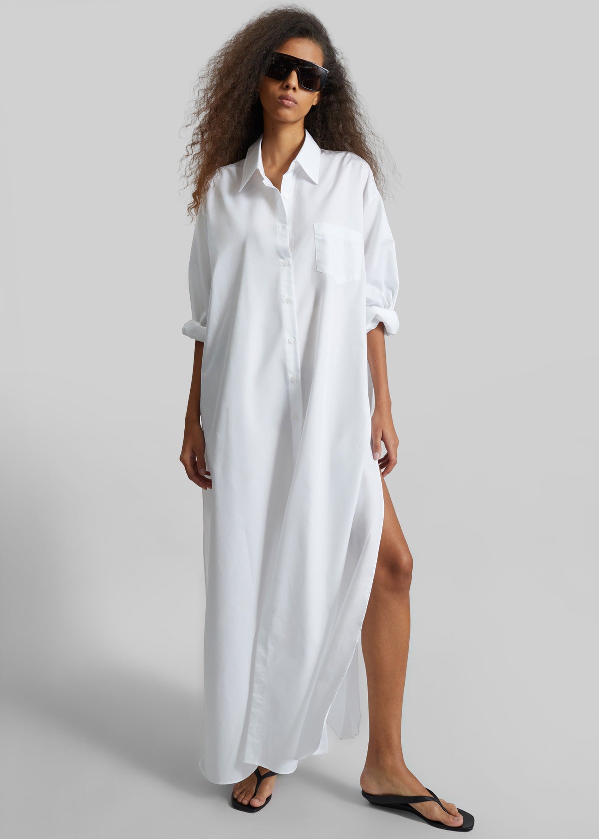 Avery Shirt Dress - White - 5