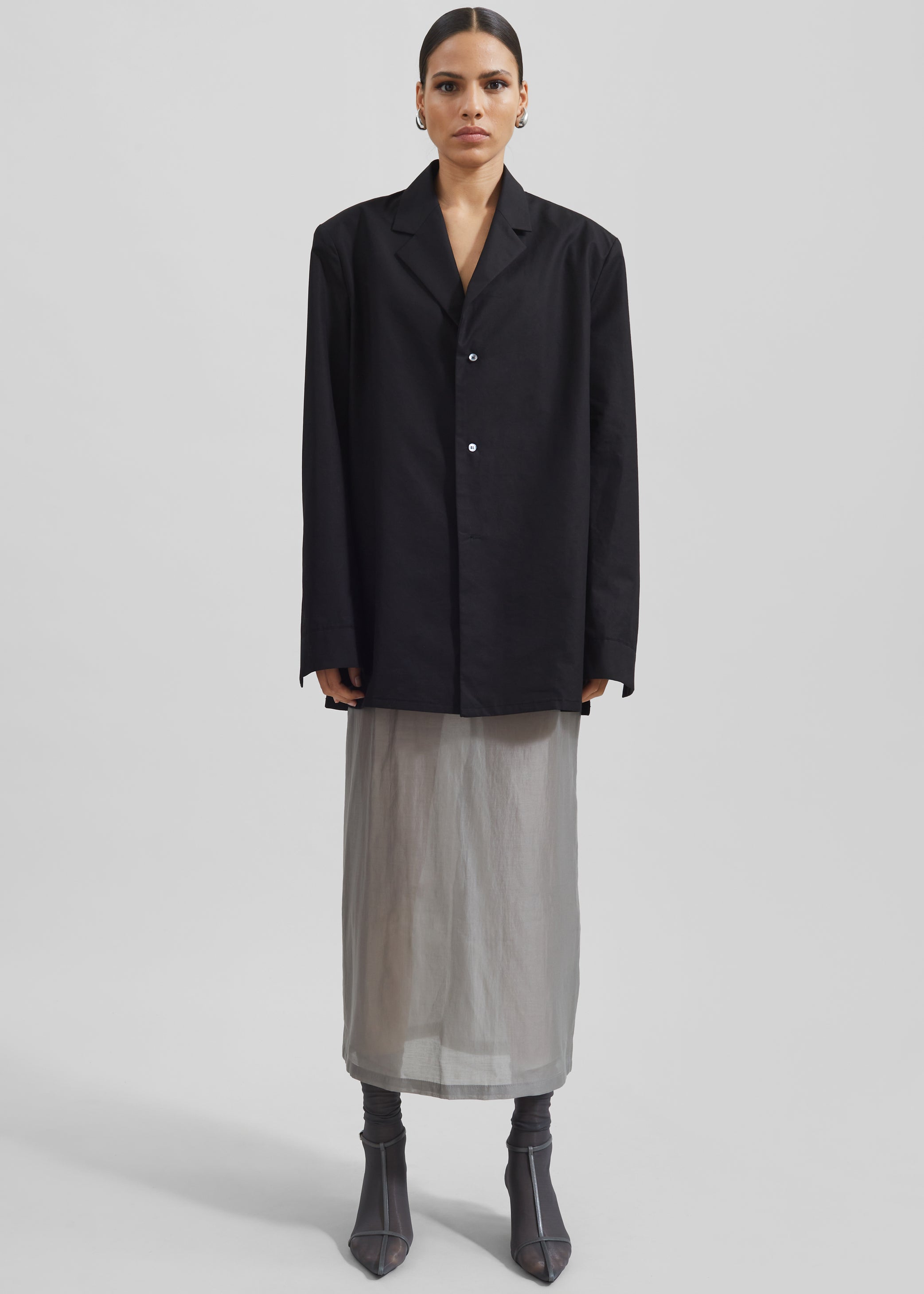 Shop the look image for Avianna Padded Button Up Shirt - Black