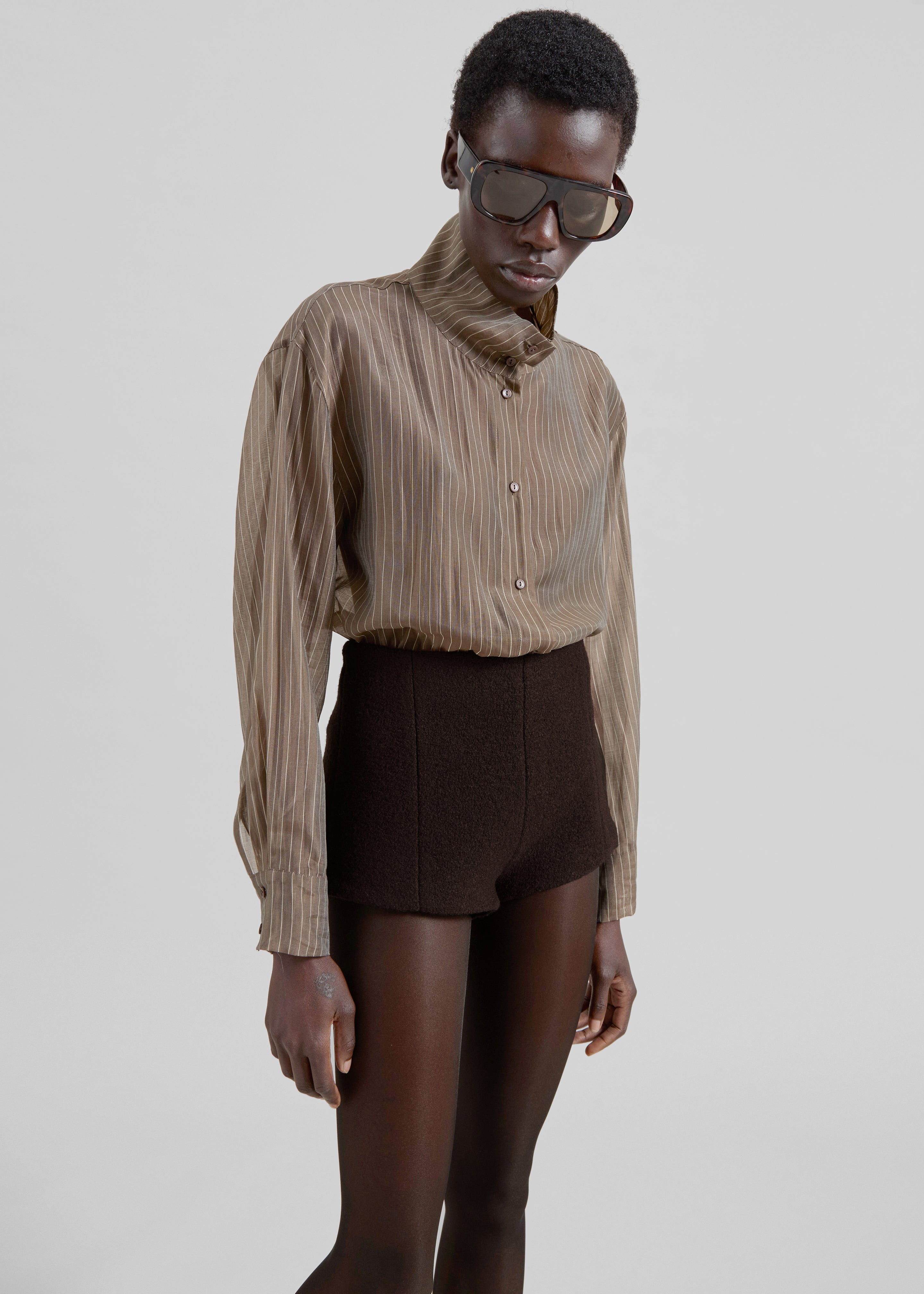 Avila Sheer Fluid Shirt - Brown/White Stripe – The Frankie Shop Europe
