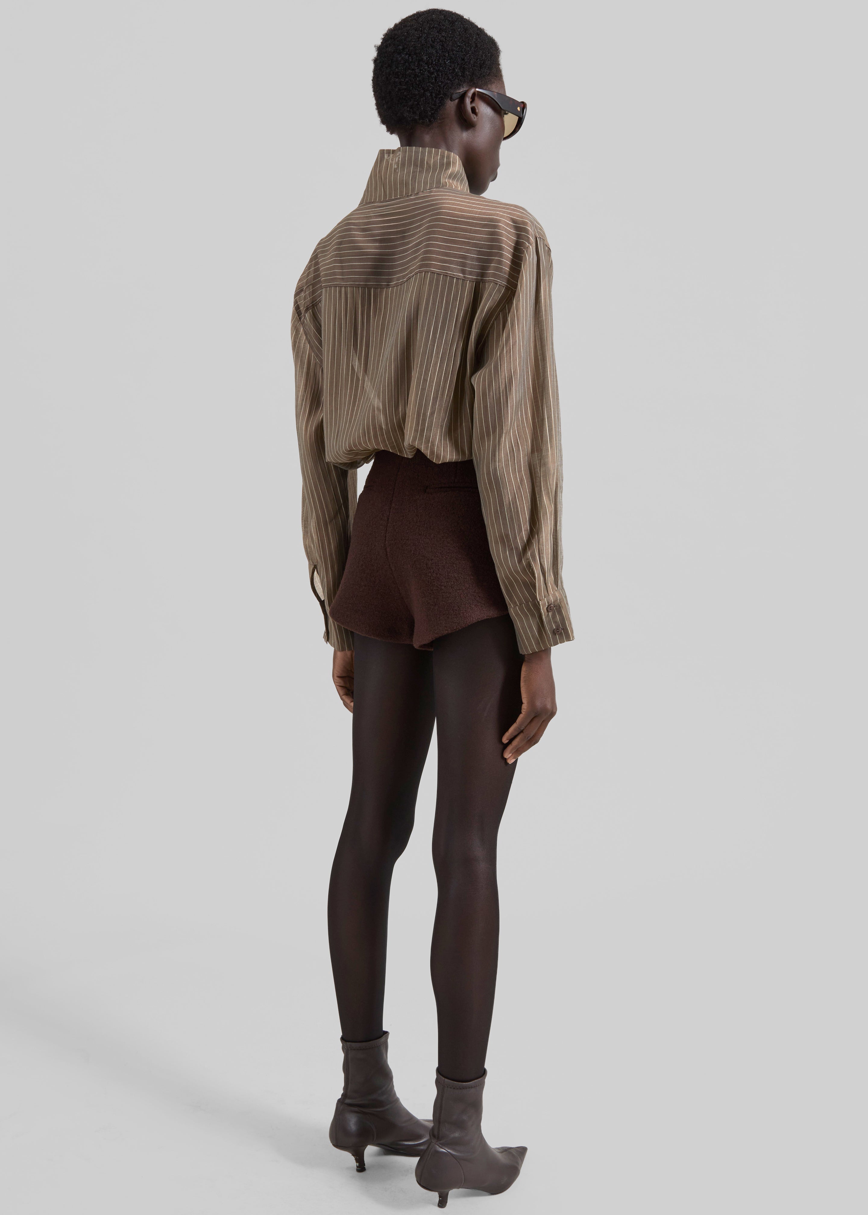 Avila Sheer Fluid Shirt - Brown/White Stripe - 8