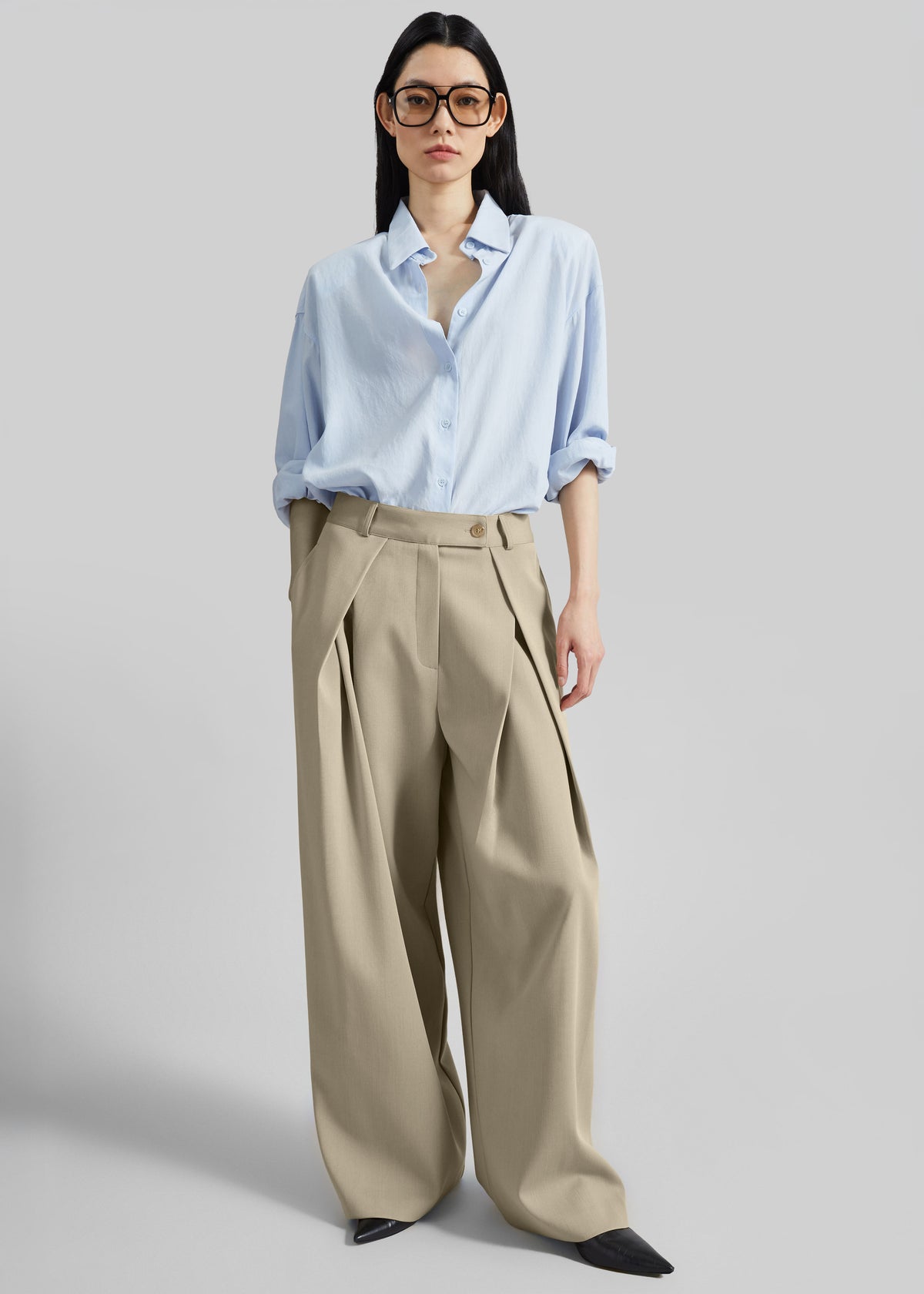 Avray Pleated Trousers - Beige - 8