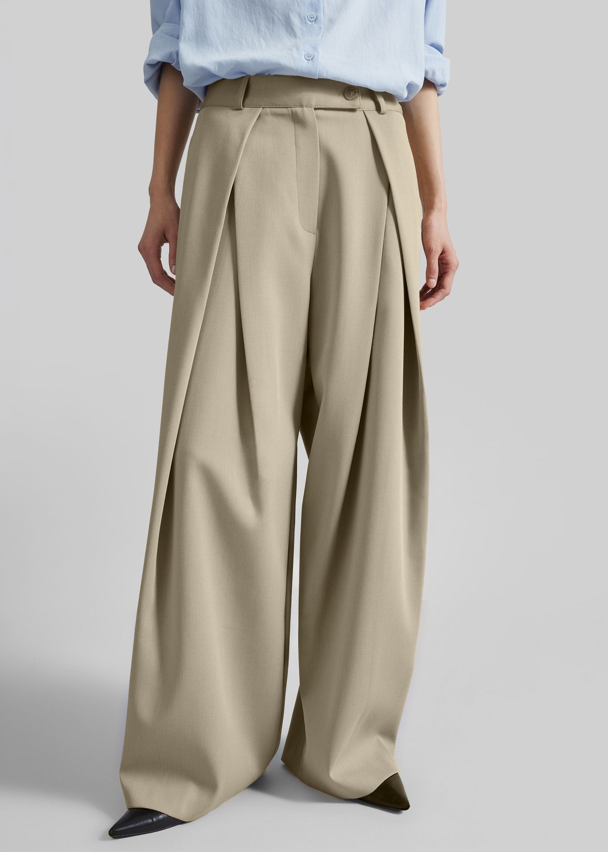 Avray Pleated Trousers - Beige - 7