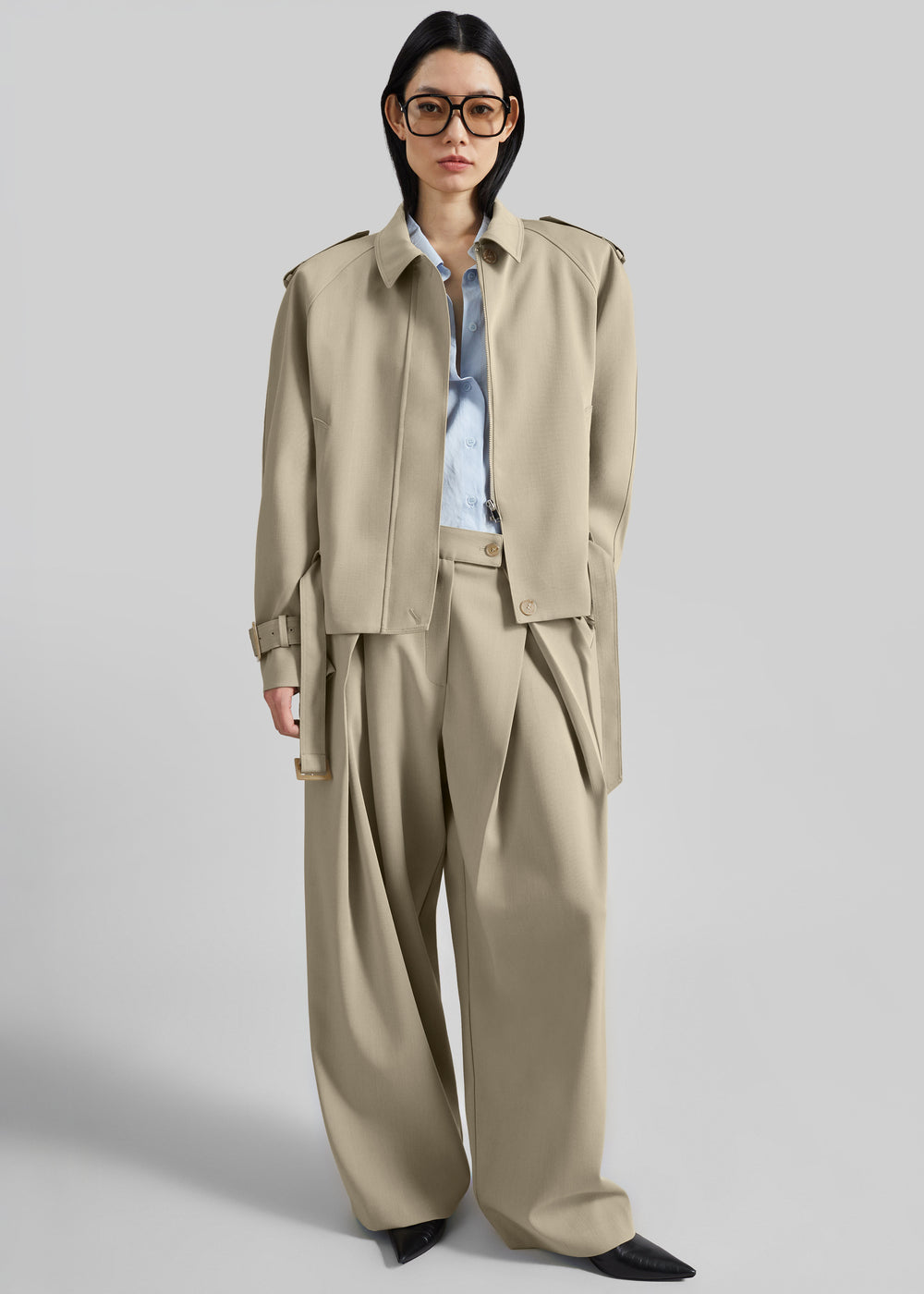 Avray Pleated Trousers - Beige - 1