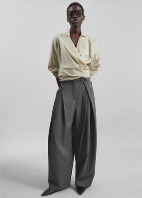 Avray Pleated Trousers - Grey