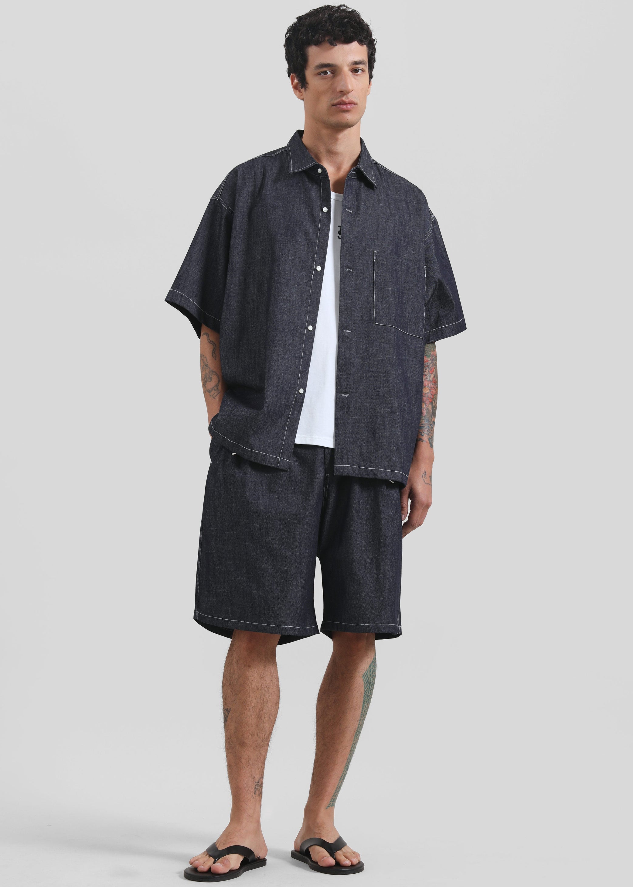 Shop the look image for Axton Denim Shorts - Dark Wash