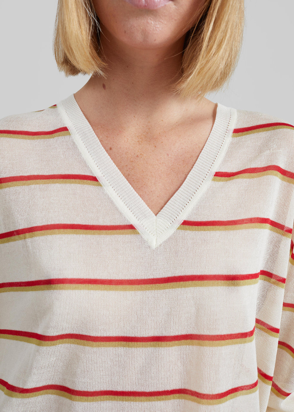 Ayen Sheer Knit Top - Ivory Multi Stripe - 1