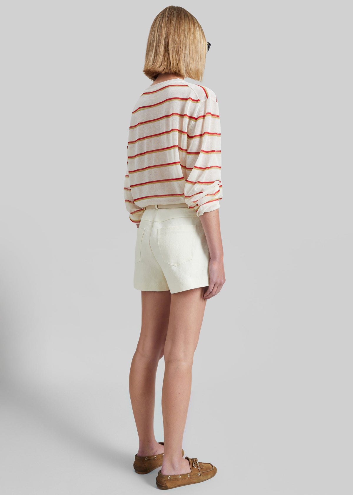 Ayen Sheer Knit Top - Ivory Multi Stripe - 5