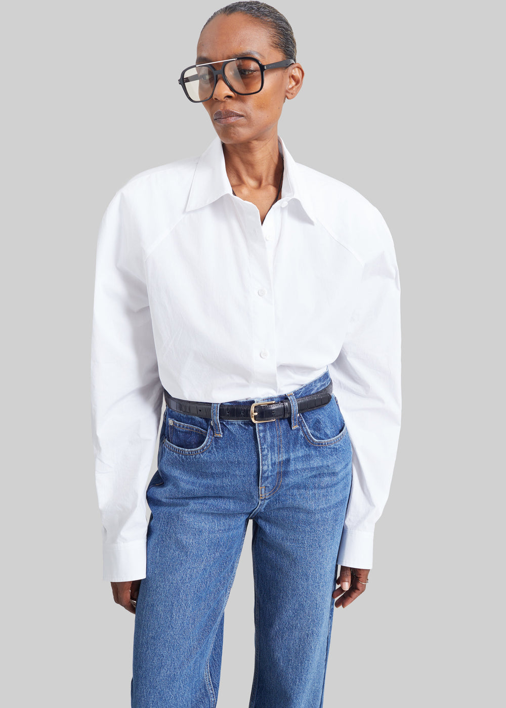 Camicia Azzura con spalle imbottite - Bianco