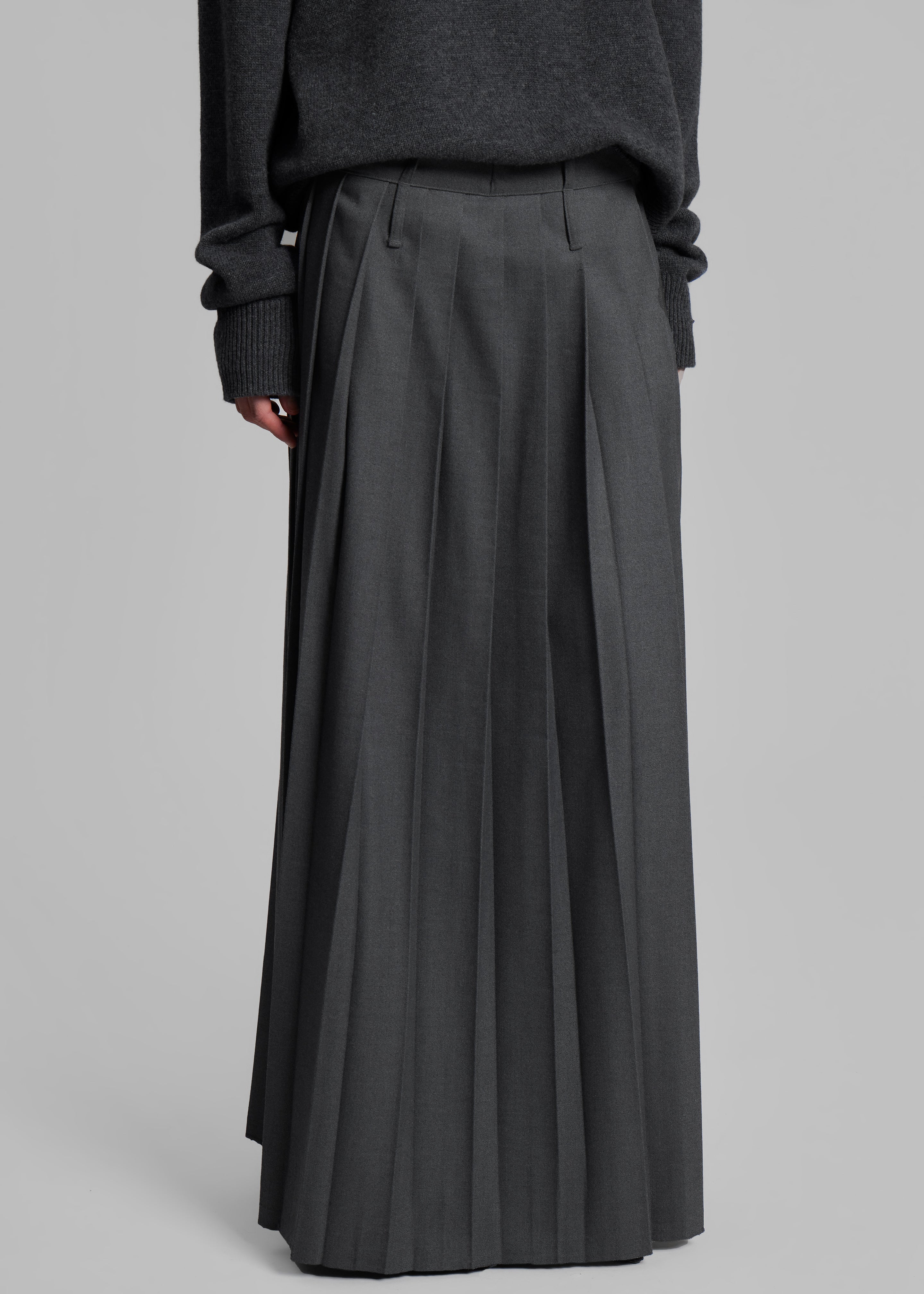 Bailey Long Pleated Skirt Dark Grey Melange