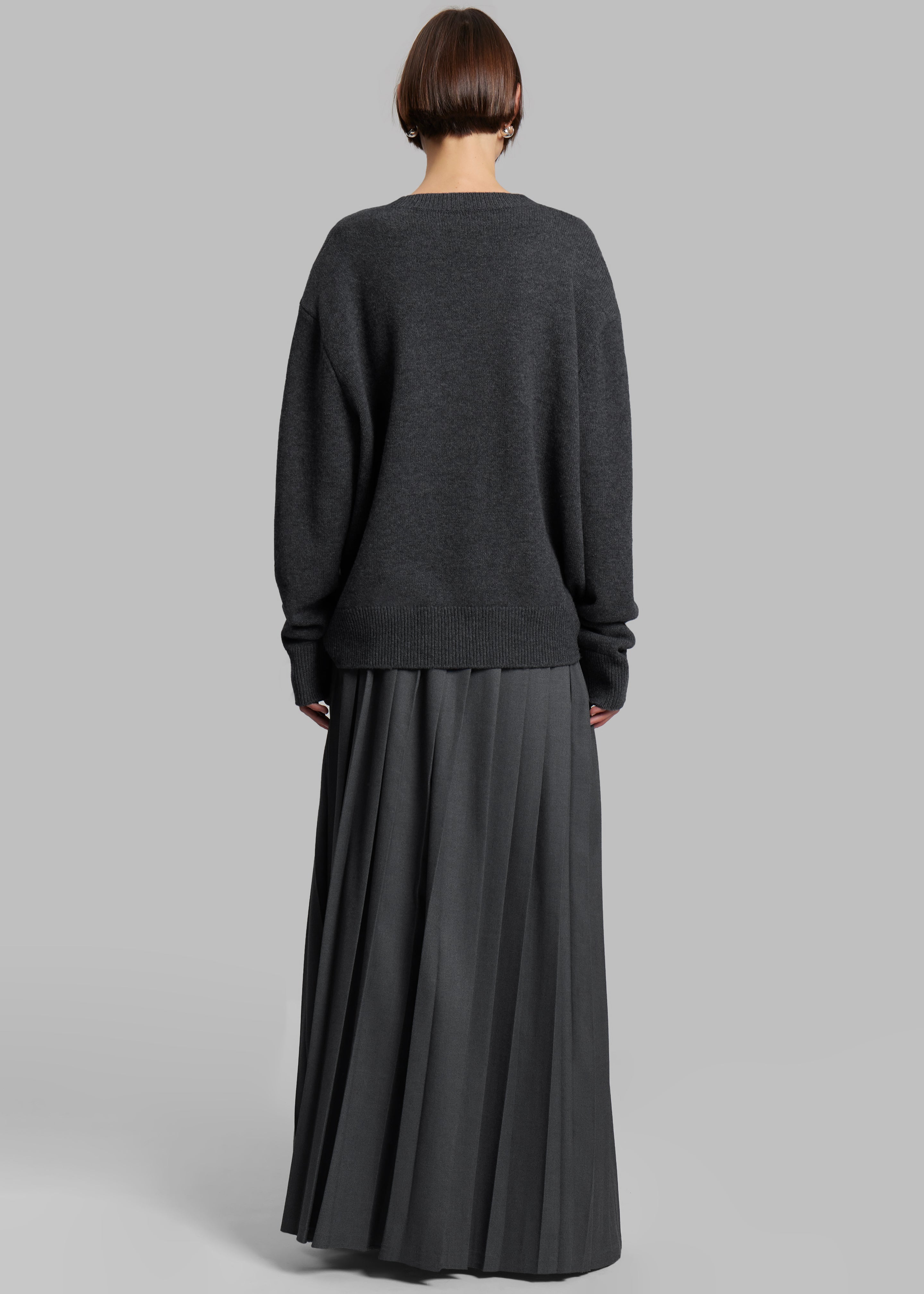 Bailey Long Pleated Skirt Dark Grey Melange