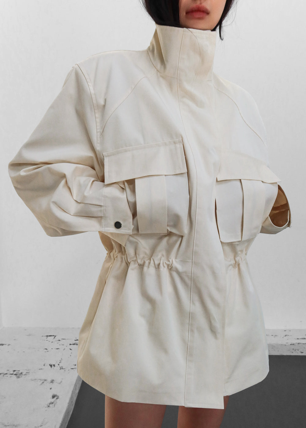 Bailly Padded Utility Jacket - Cream - 1