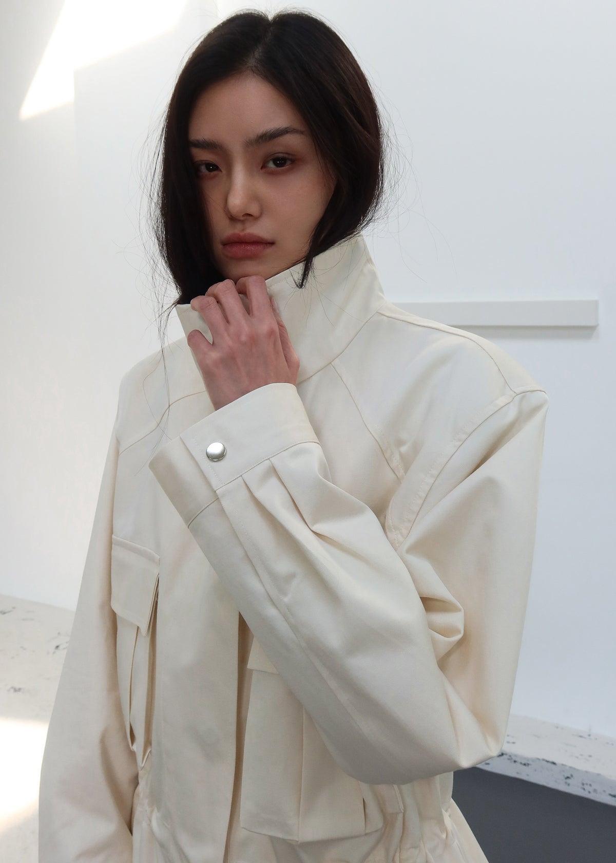 Bailly Padded Utility Jacket - Cream - 5