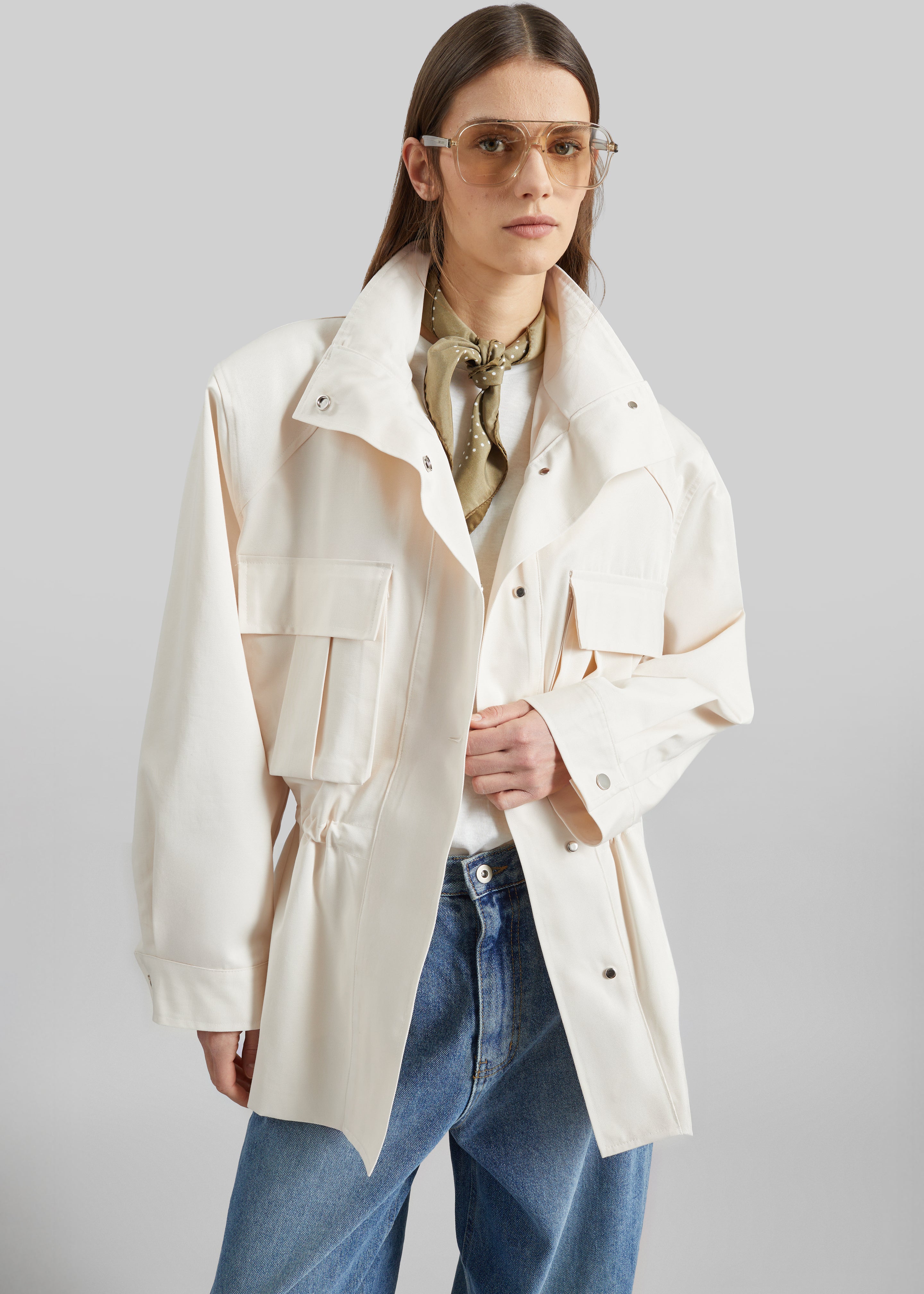 Bailly Padded Utility Jacket - Cream - 1