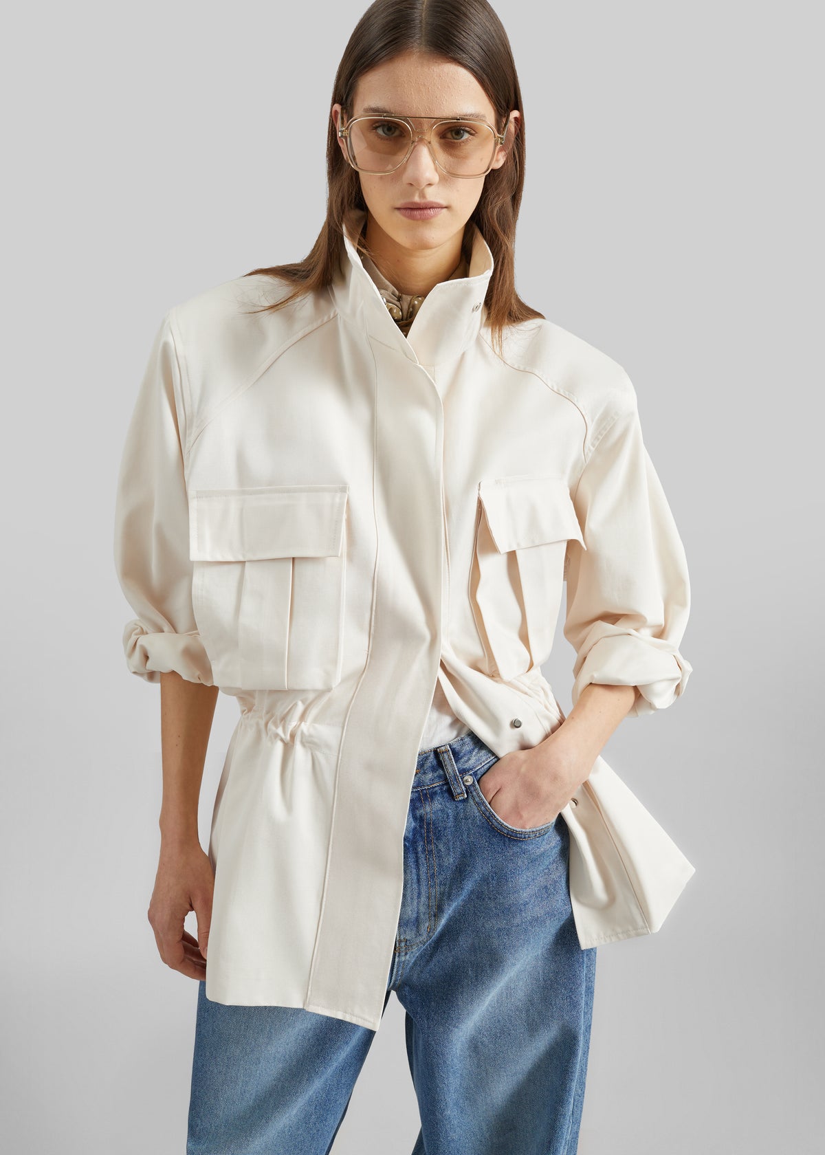 Bailly Padded Utility Jacket - Cream - 4