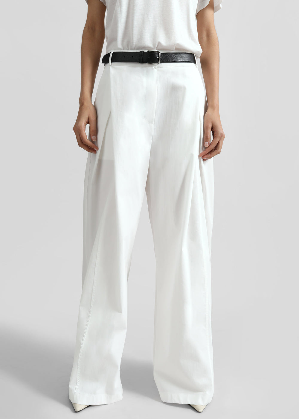 Ballia Pleated Pants - White - 1