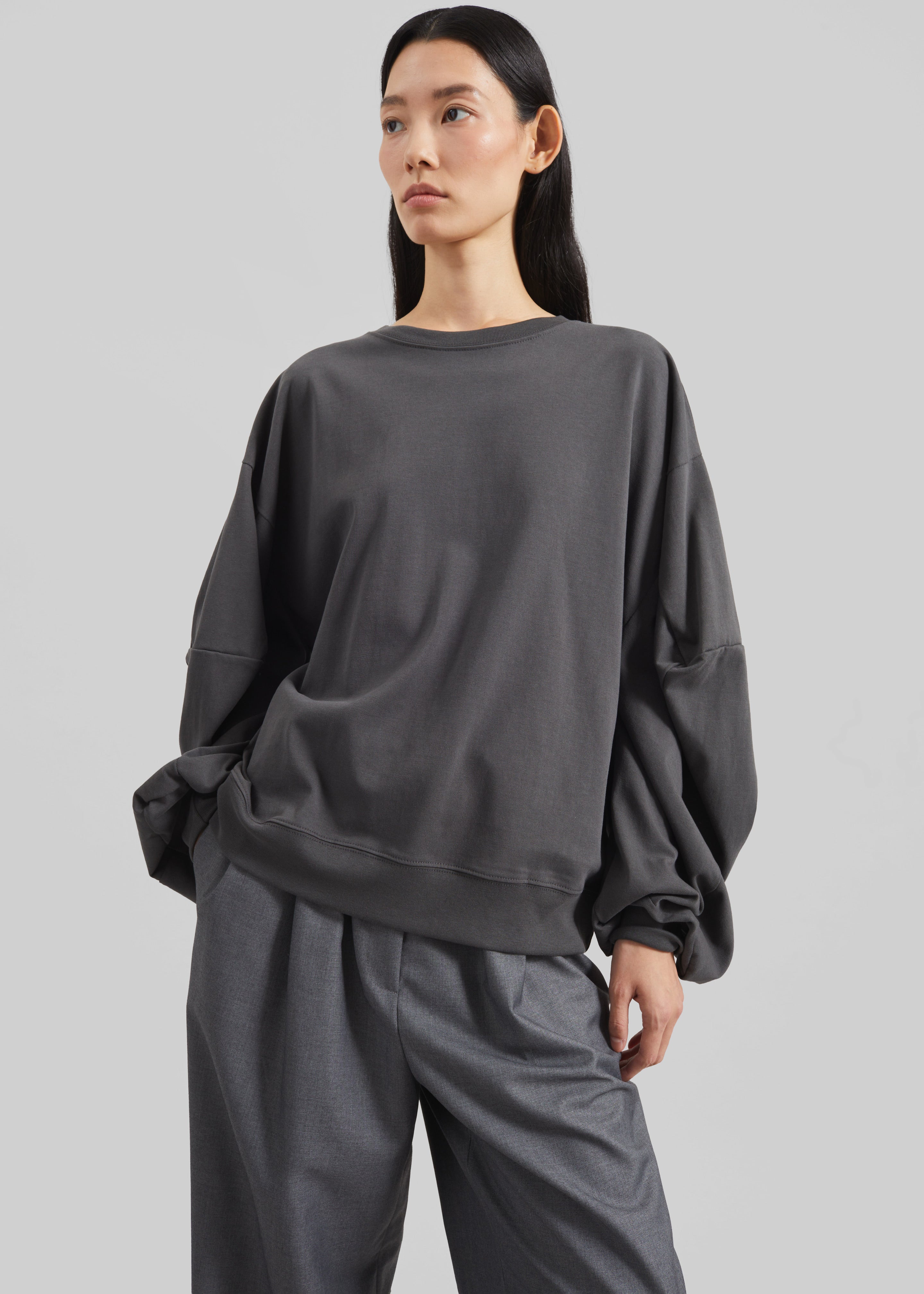 Balve Balloon Sleeve Sweatshirt - Grey - 2