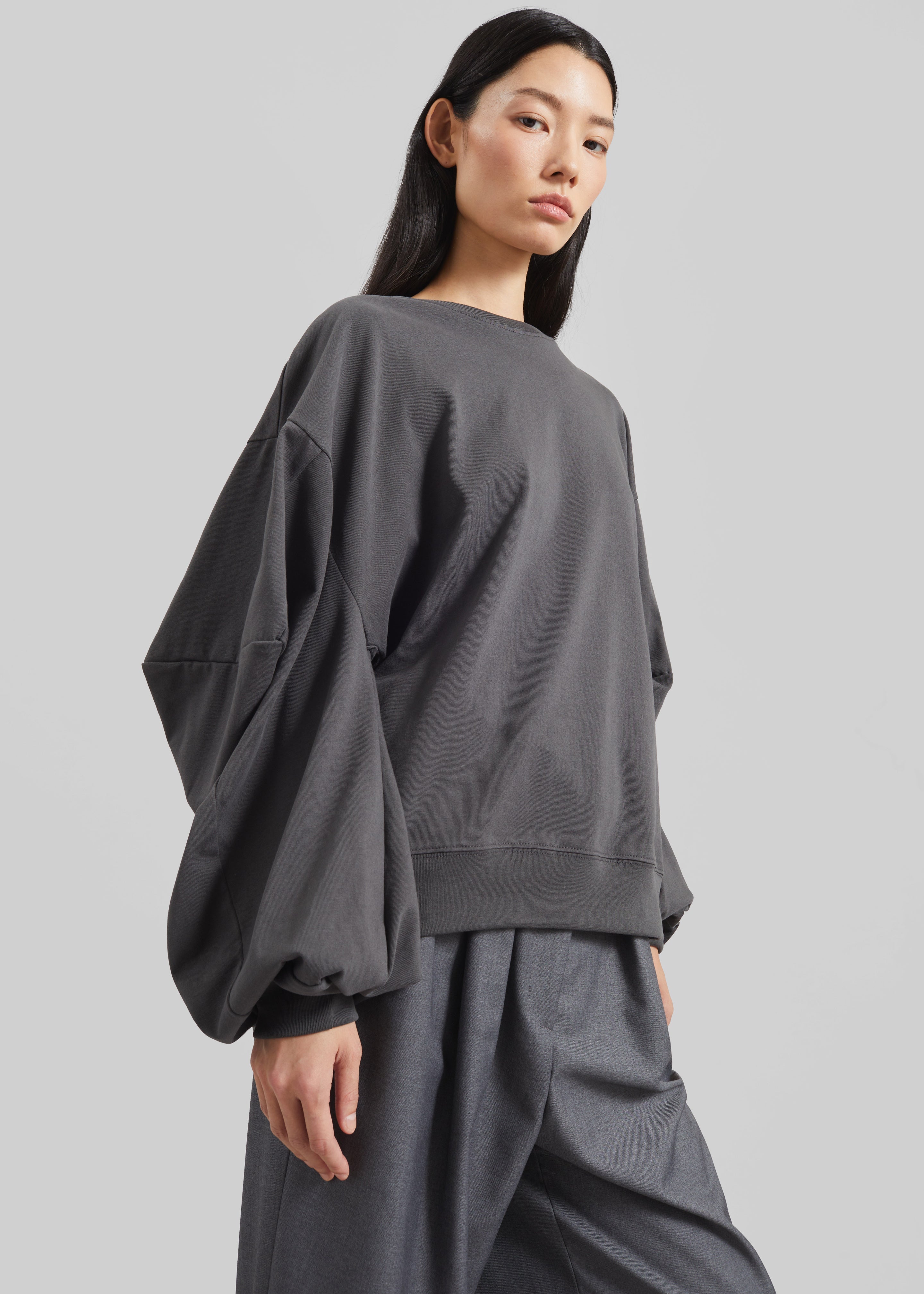 Balve Balloon Sleeve Sweatshirt - Grey - 3