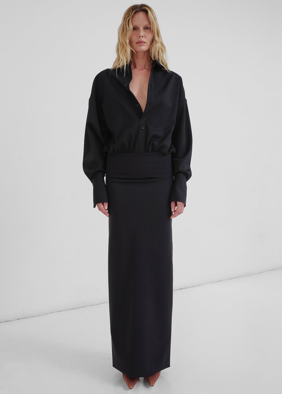 Darkpark Barbara Wool Elastic Waist Dress - Black - 1