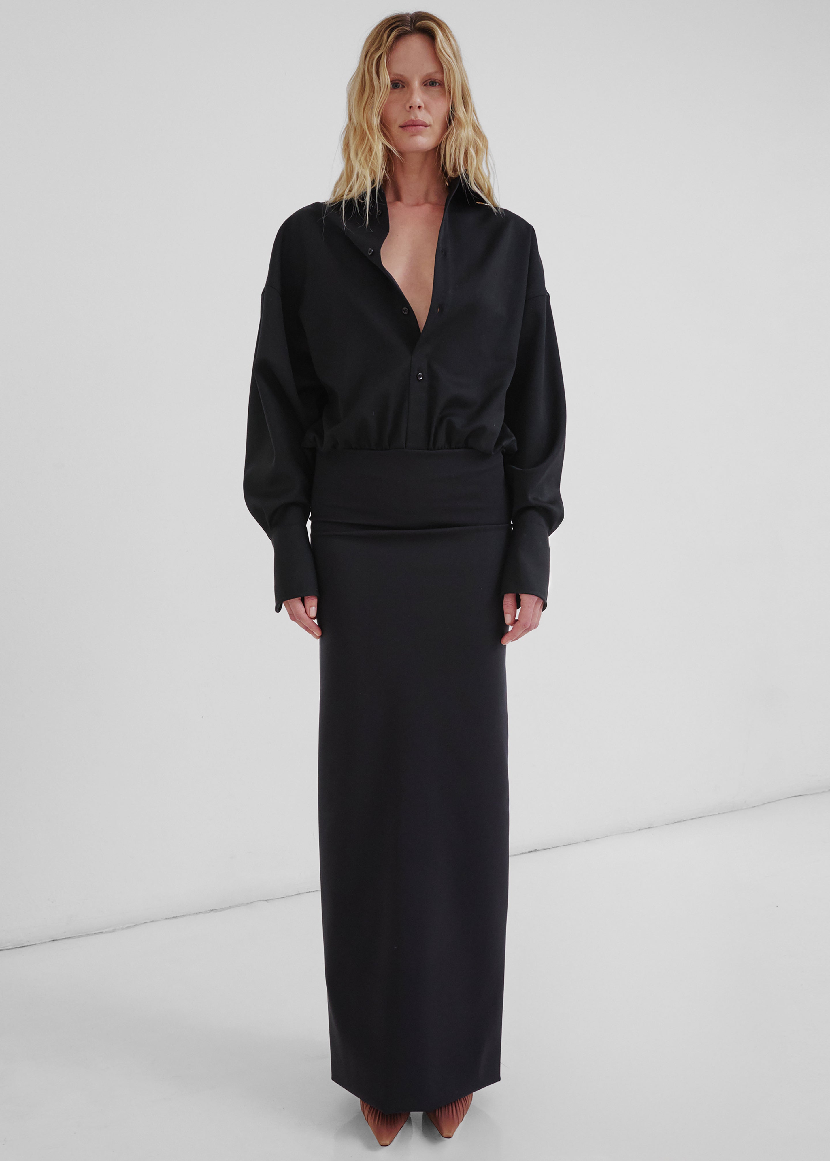 Darkpark Barbara Wool Elastic Waist Dress - Black - 1