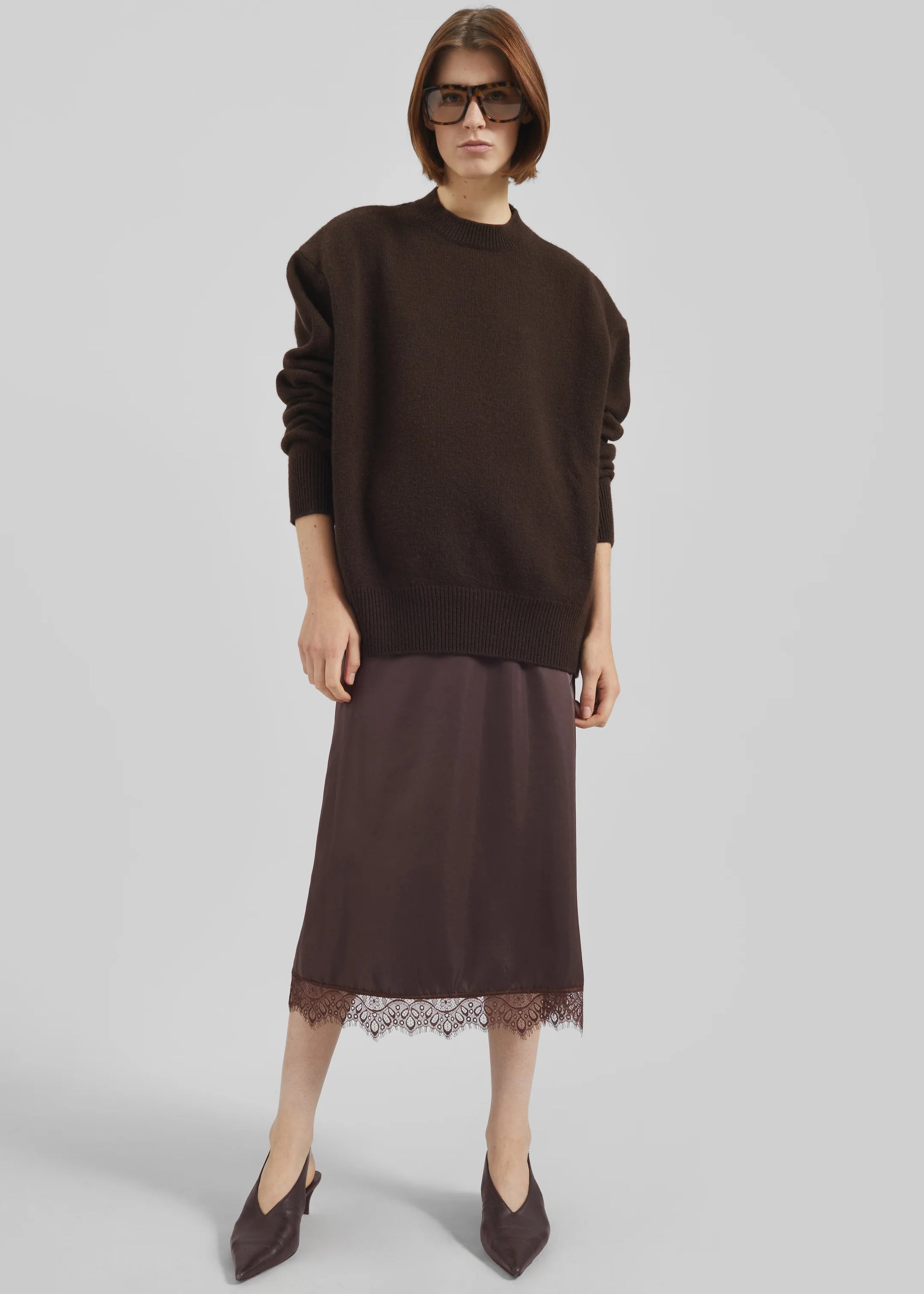 Shop the look image for Rafaela Padded Knit Sweater - Dark Brown