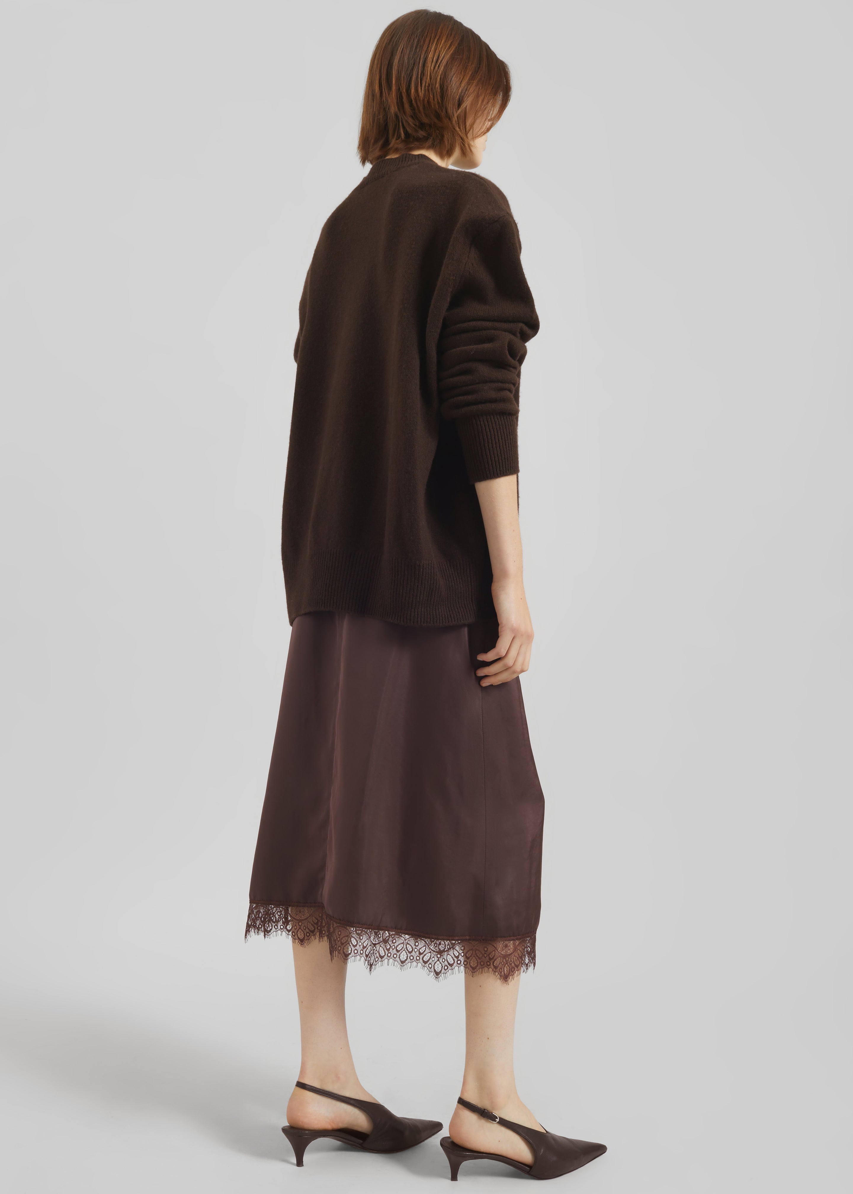 Bareilly Lace Midi Skirt - Brown - 6