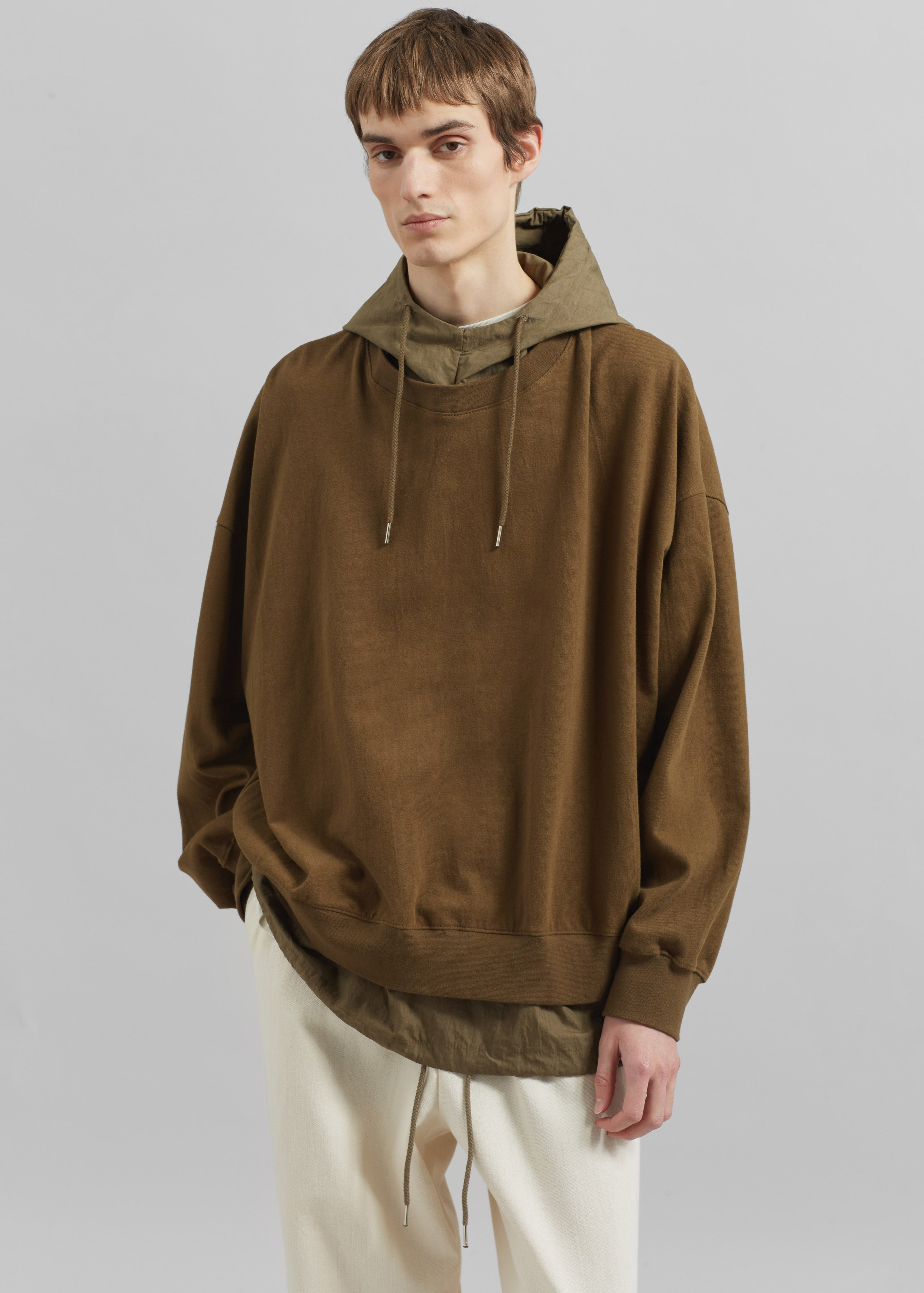 Barstow Layered Hoodie - Dark Olive - 1