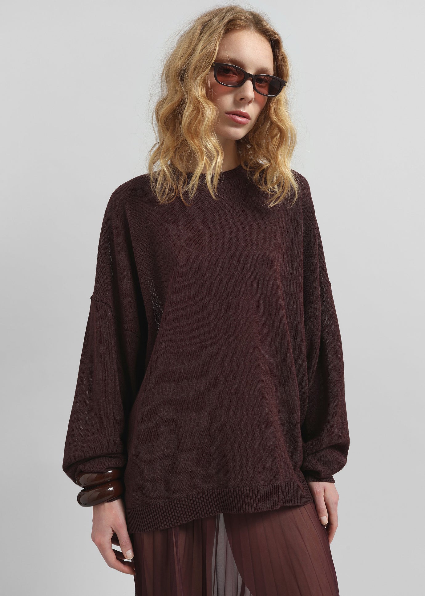 Basel Crew Neck Sweater - Burgundy - 1