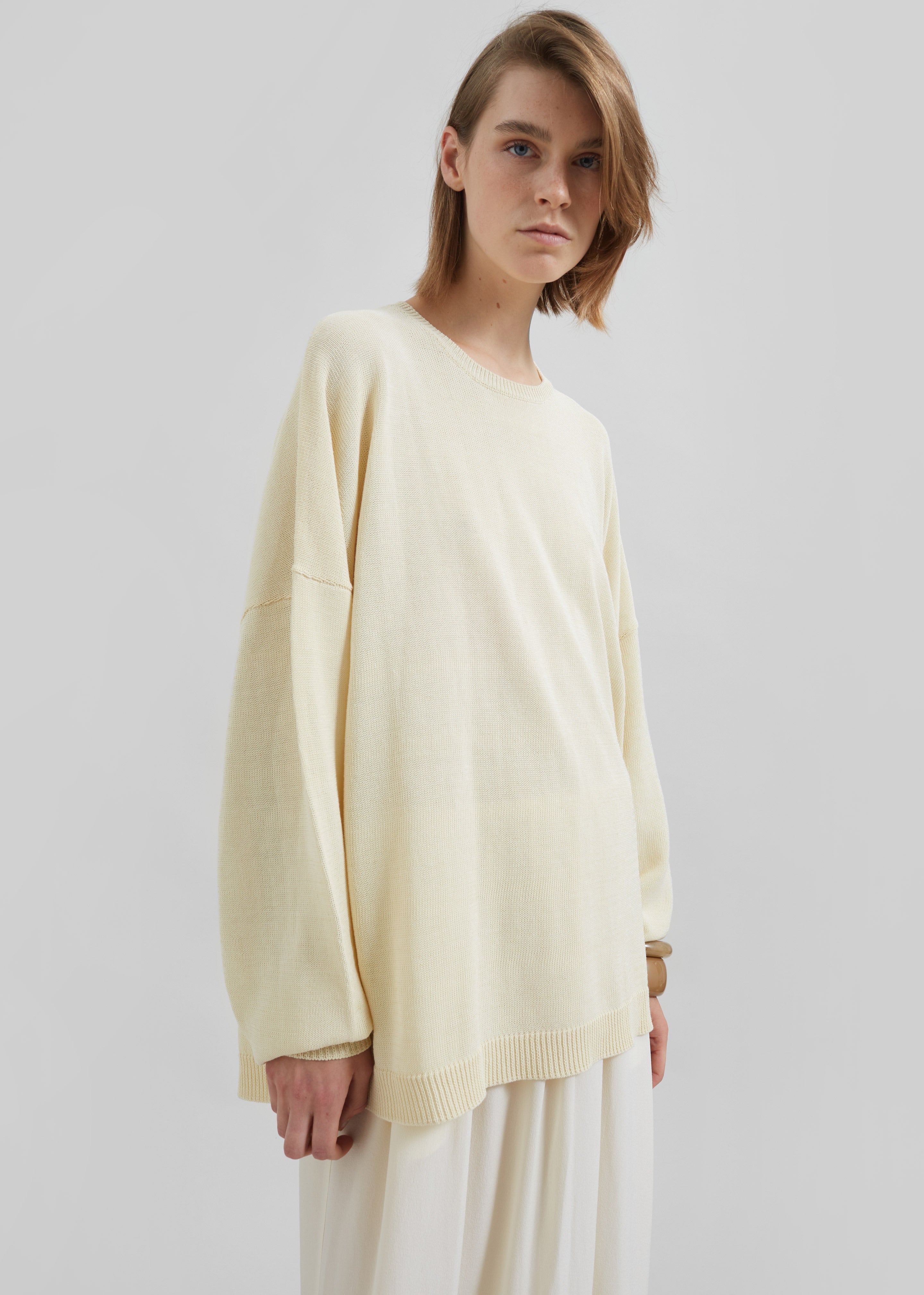 Basel Crew Neck Sweater - Pale Yellow - 2