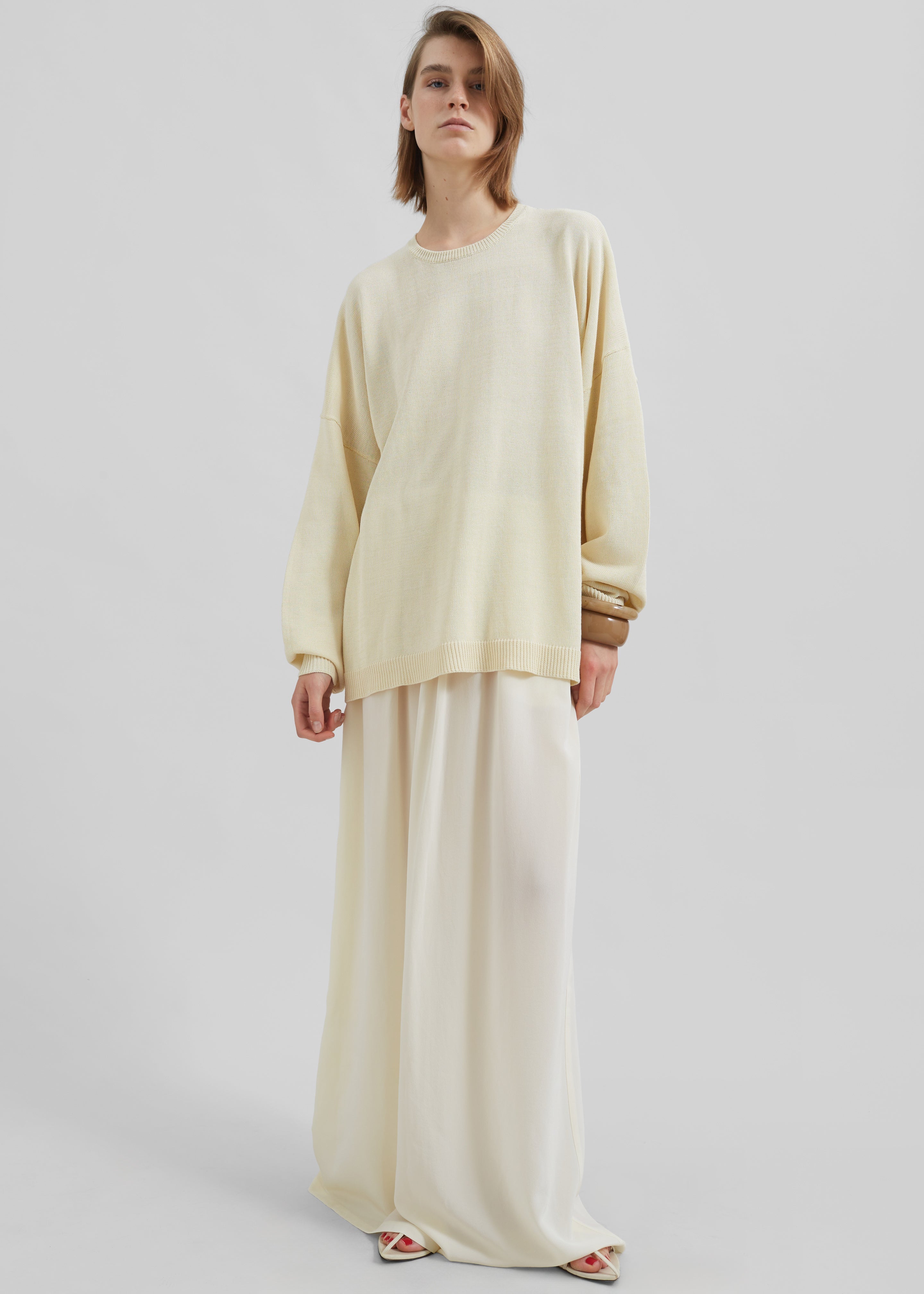 Basel Crew Neck Sweater - Pale Yellow - 3
