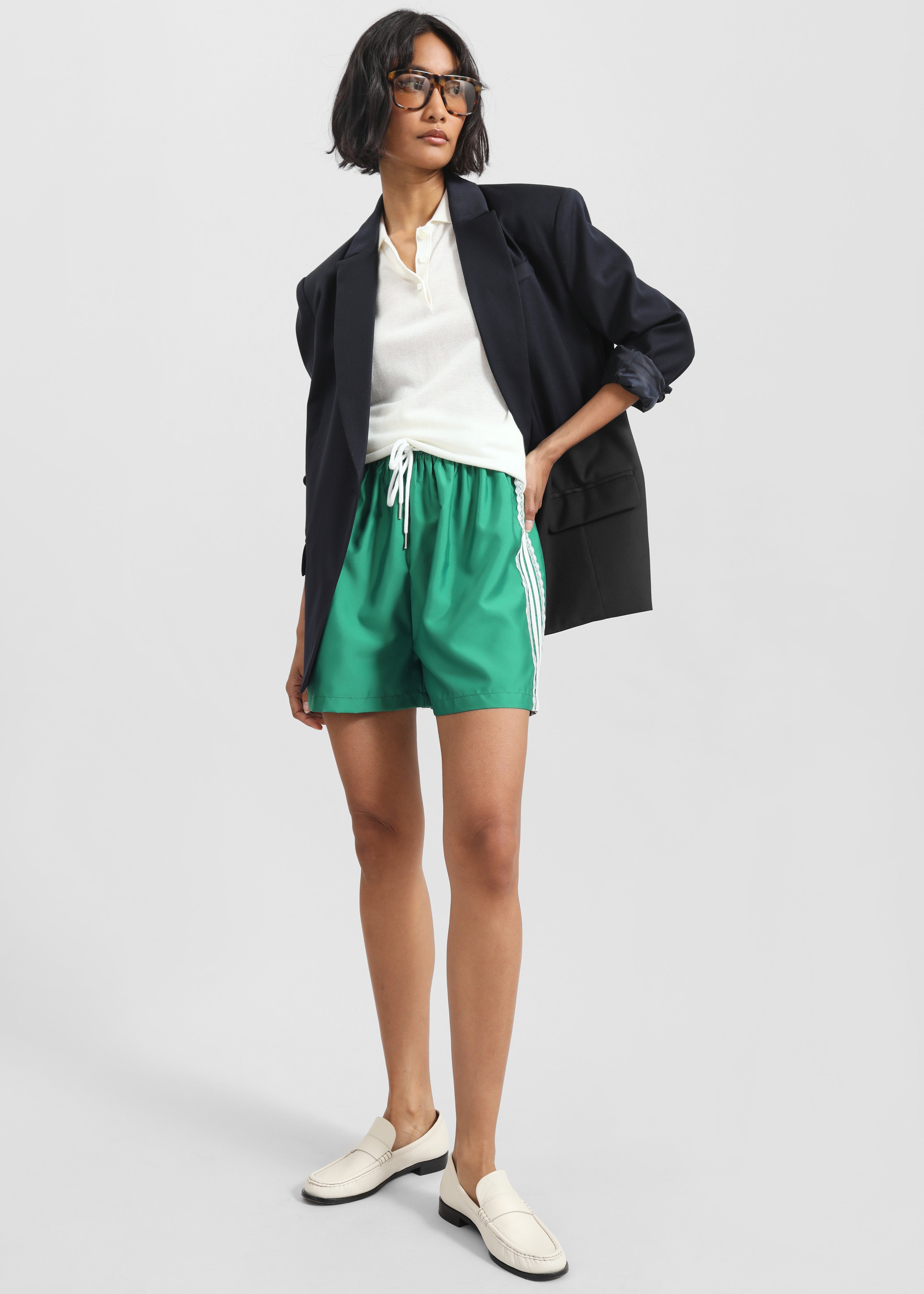Bastia Lace Lined Shorts - Green - 1