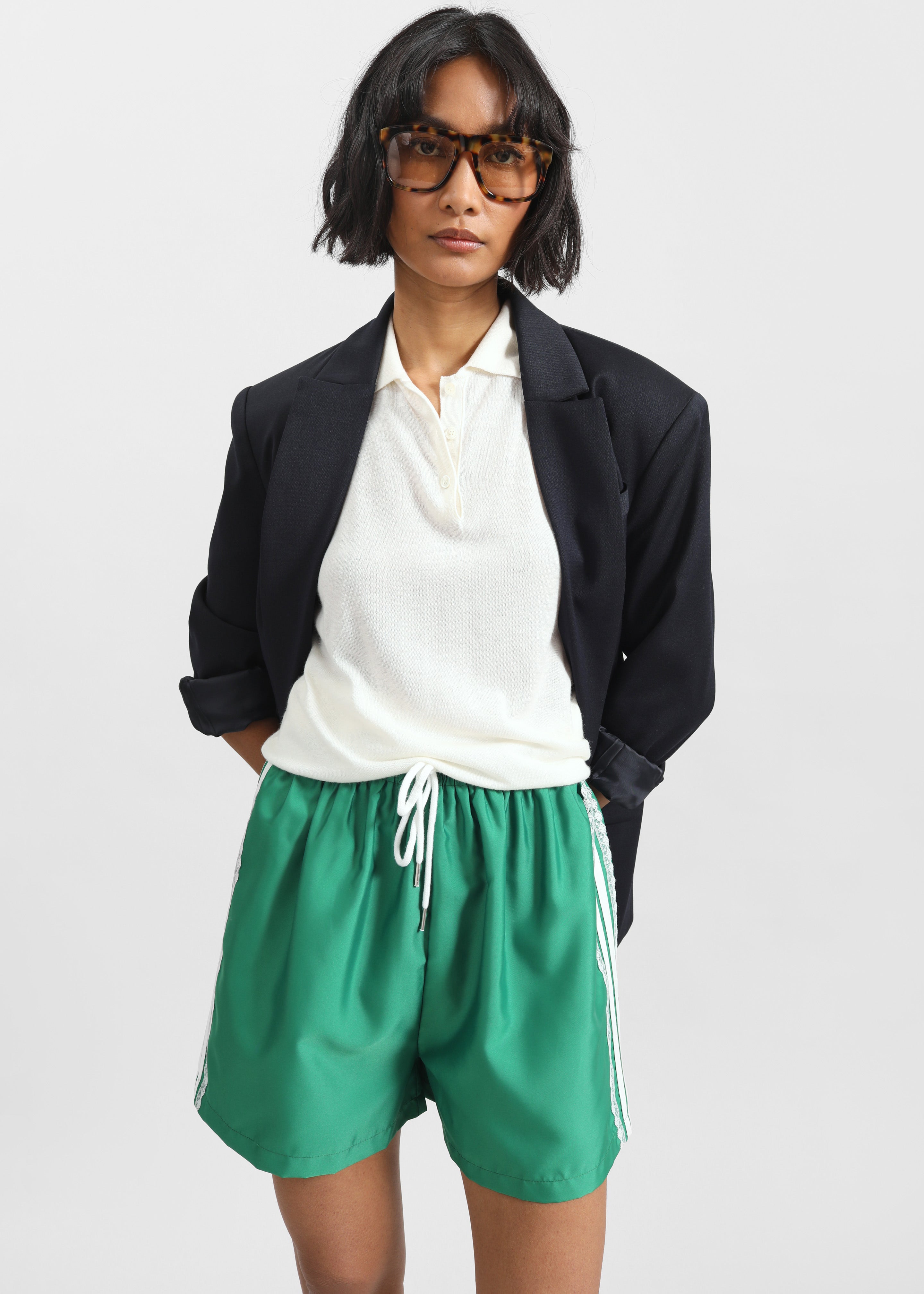 Bastia Lace Lined Shorts - Green - 4