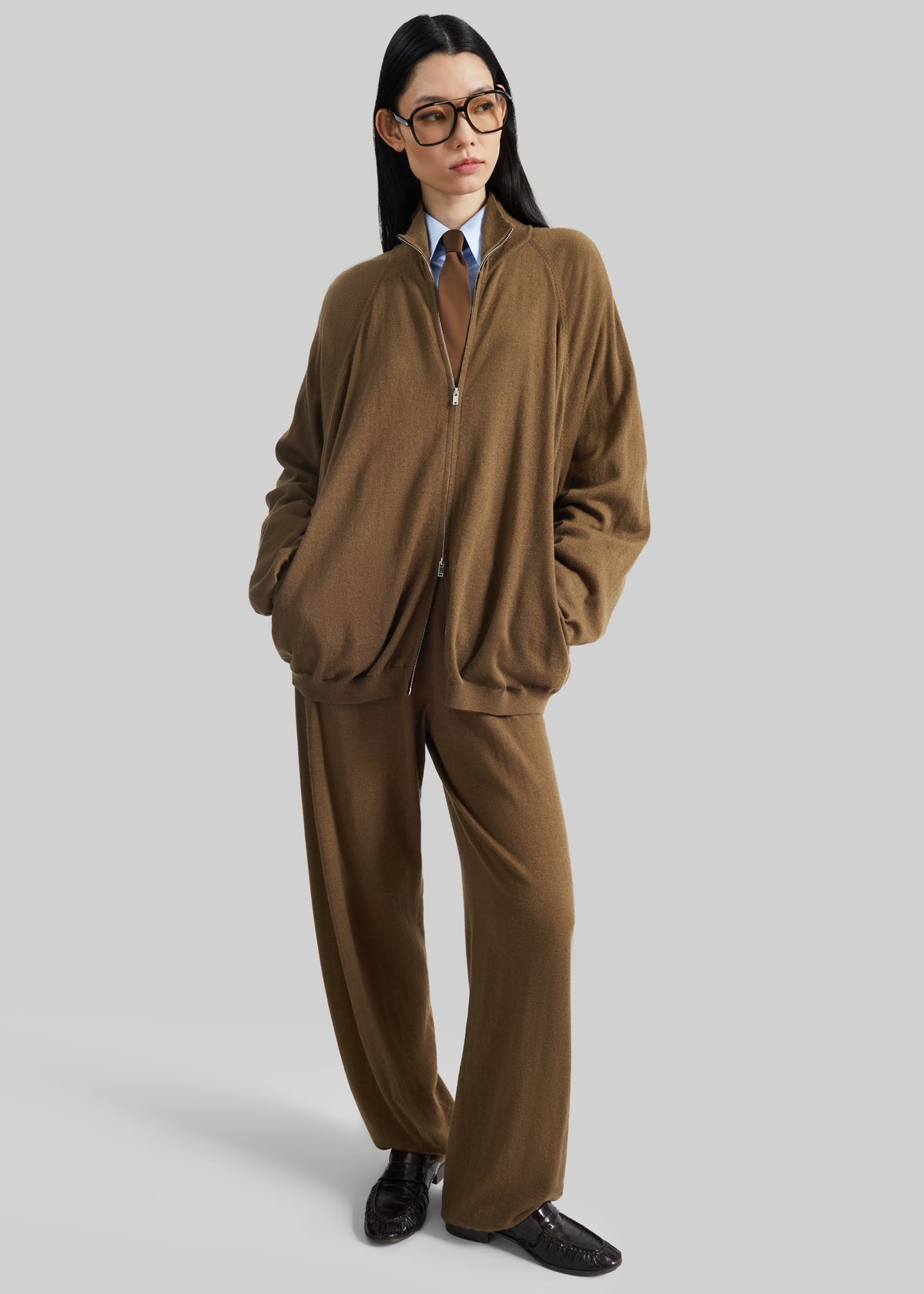 Baxe Knit Track Jacket - Dark Camel - 10