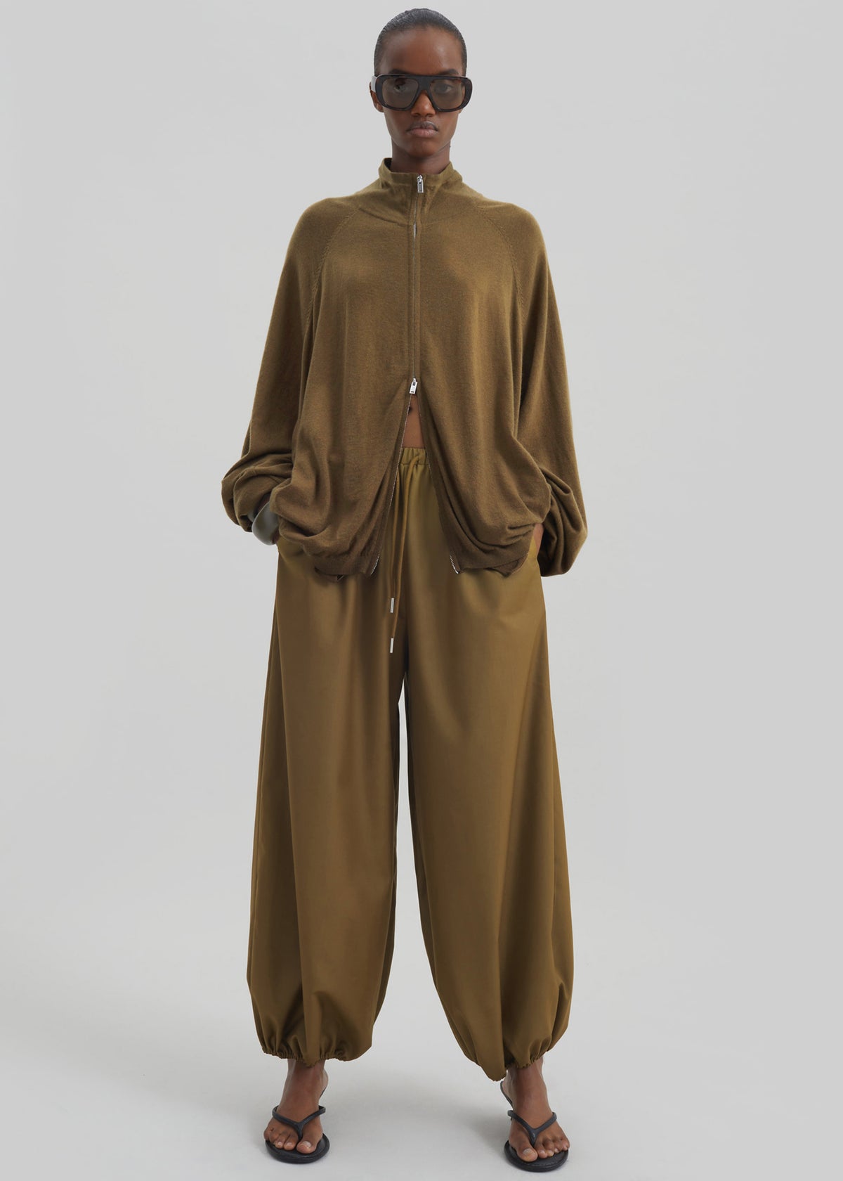 Baxe Knit Track Jacket - Dark Camel - 1